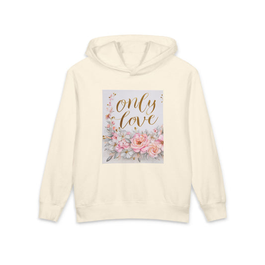 Youth Hoodie - "Only Love" Floral Graphic Lightweight Pullover