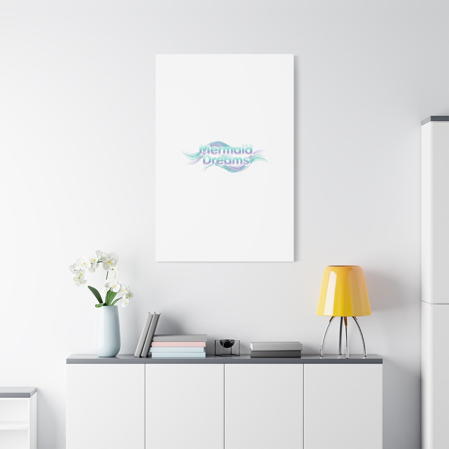 Mermaid Dreams Matte Canvas | iridescent text, pearly word accent