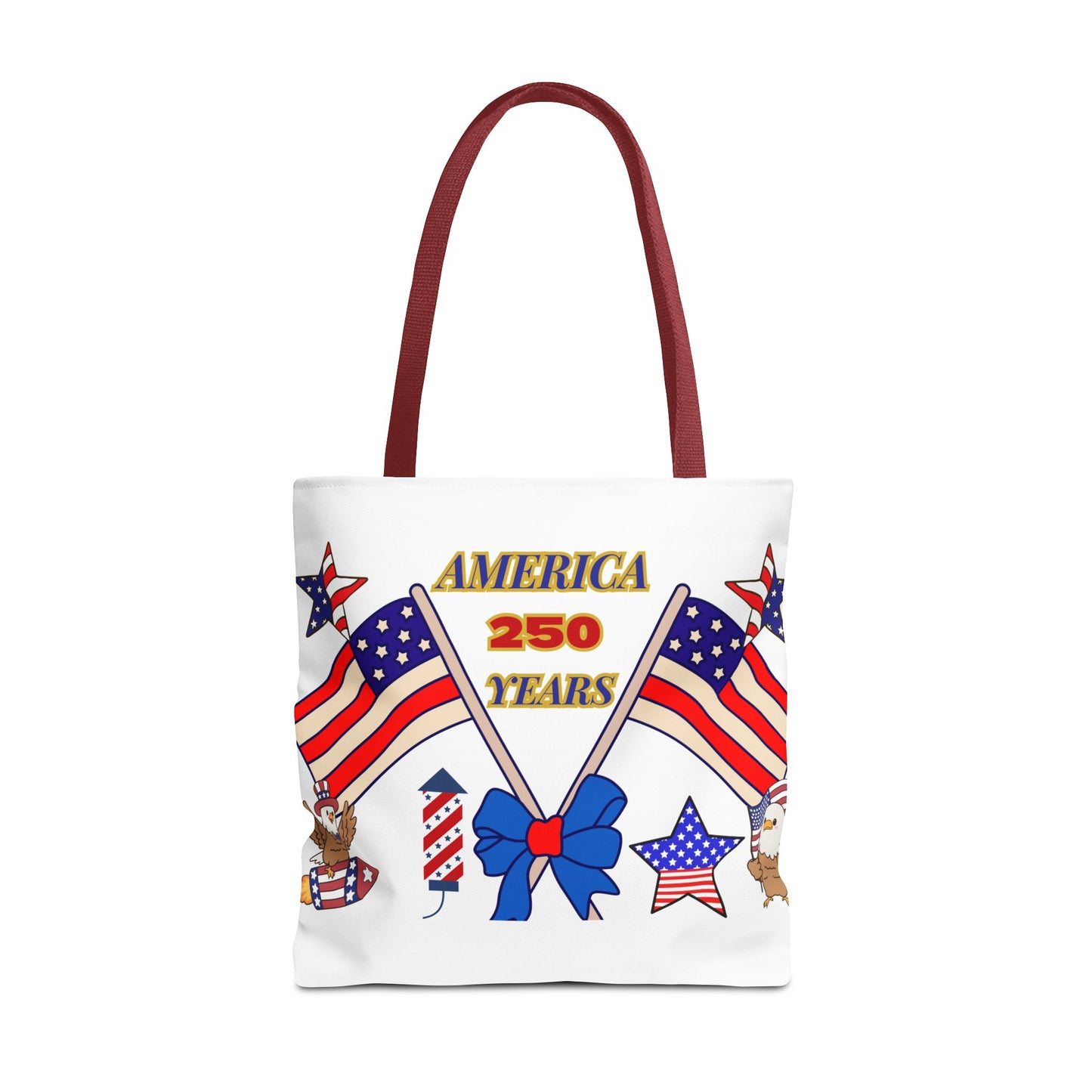 America 250 Years Flag Crossed Flags Patriotic Tote Bag | Independence Day