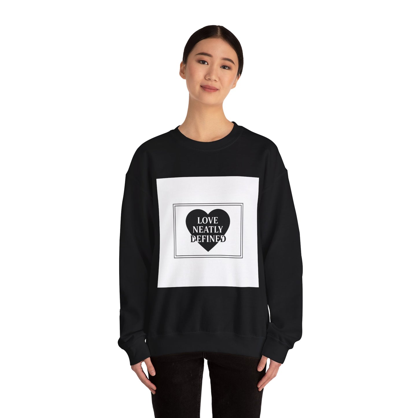 Love Neatly Defined Crewneck Sweatshirt | Editorial Black and White Love Print