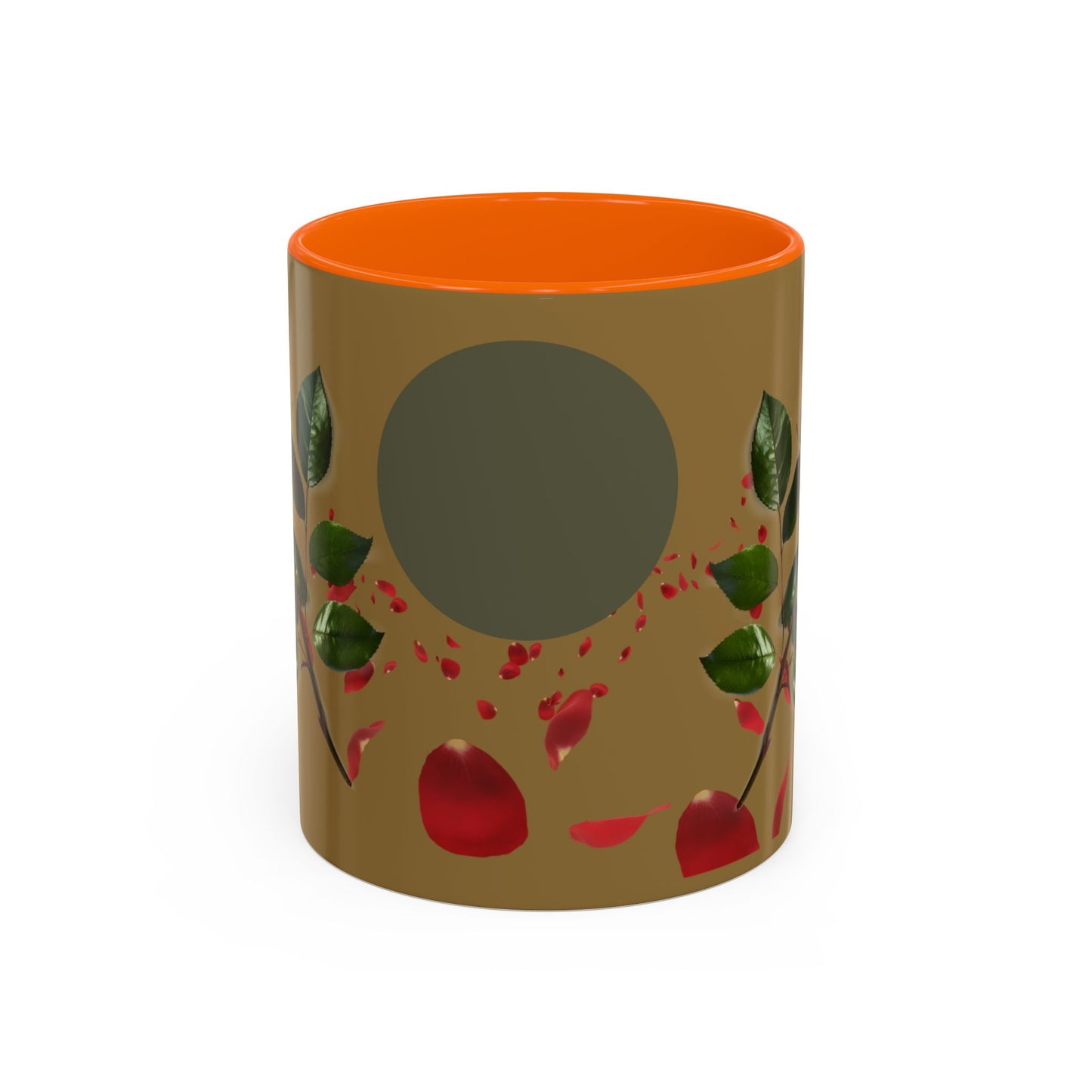 Red Rose Petals Coffee Mug  Accent Black Handle Interior,