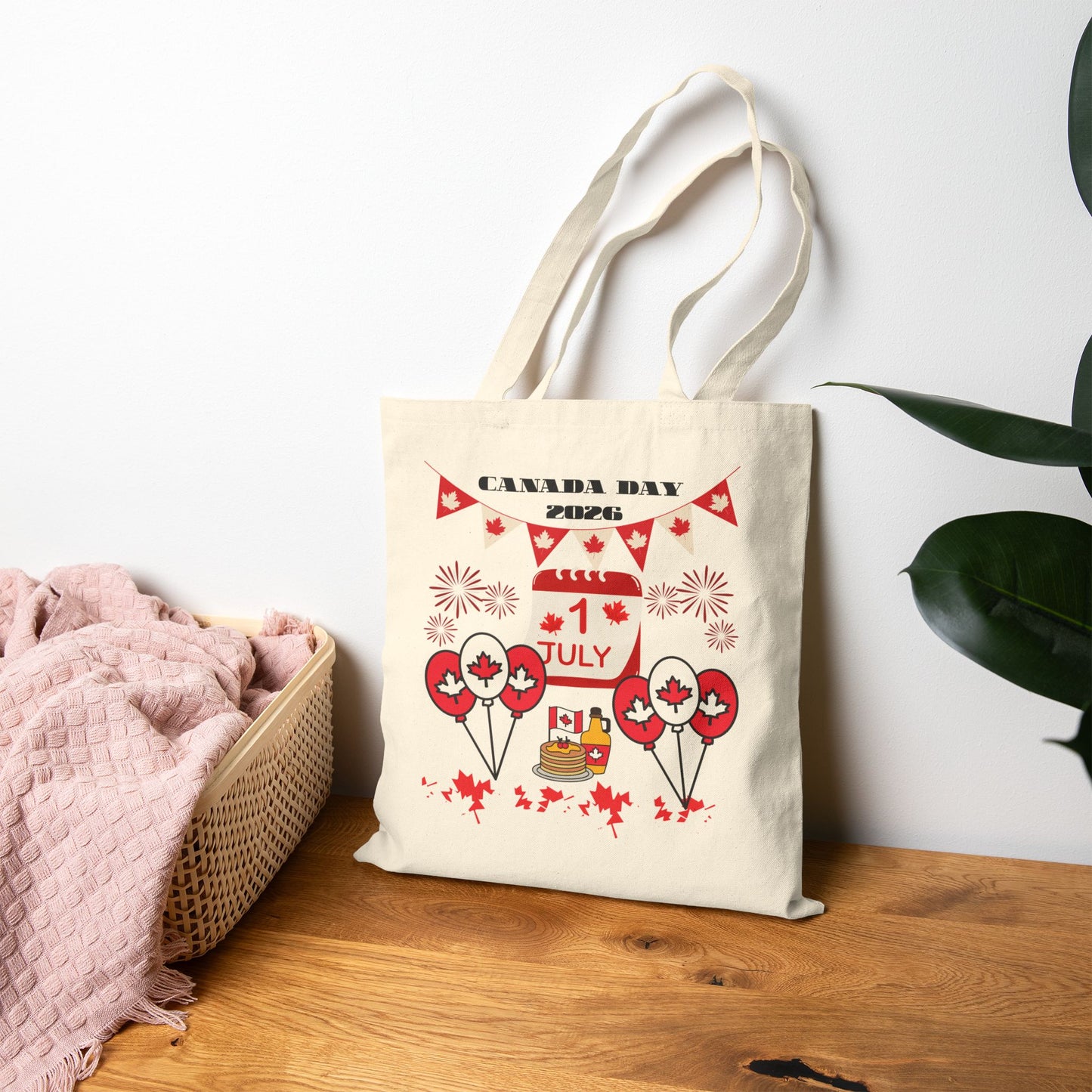 Canada Day Cotton Tote Bag — Happy Canada Day Patriotic Maple Leaf Design