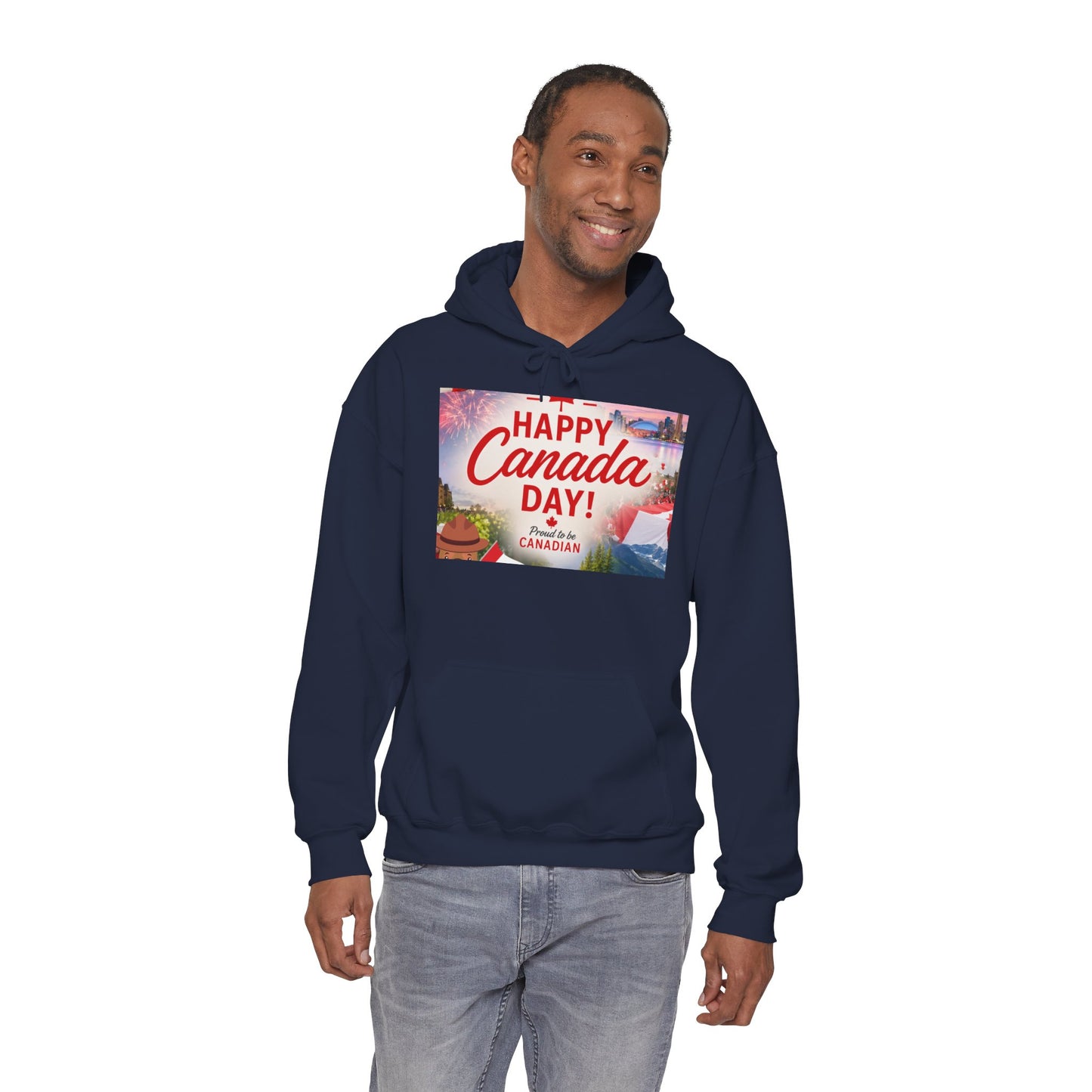 Canada Day Hoodie — "Happy Canada Day! Proud Canadian" Celebration Sweatshirt