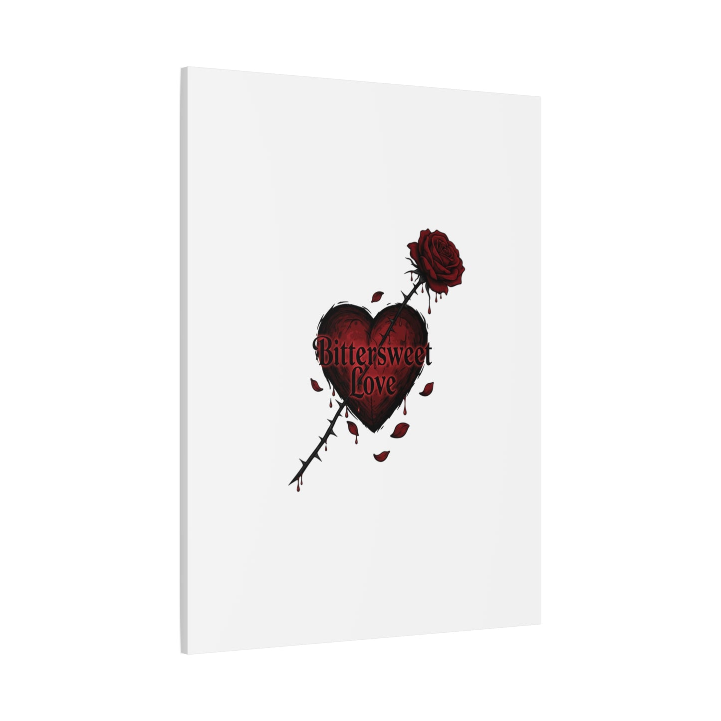 Bittersweet Love heart & thorn rose Canvas | Goth Valentine, Dark Romance Art Print