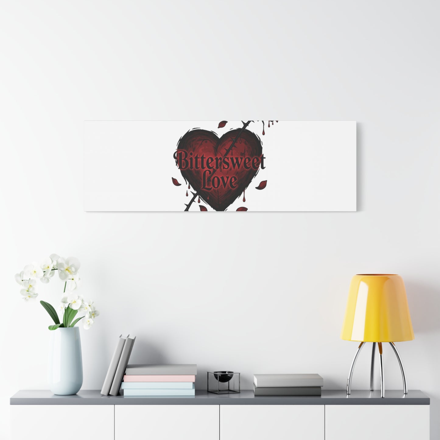 Bittersweet Love heart & thorn rose Canvas | Goth Valentine, Dark Romance Art Print
