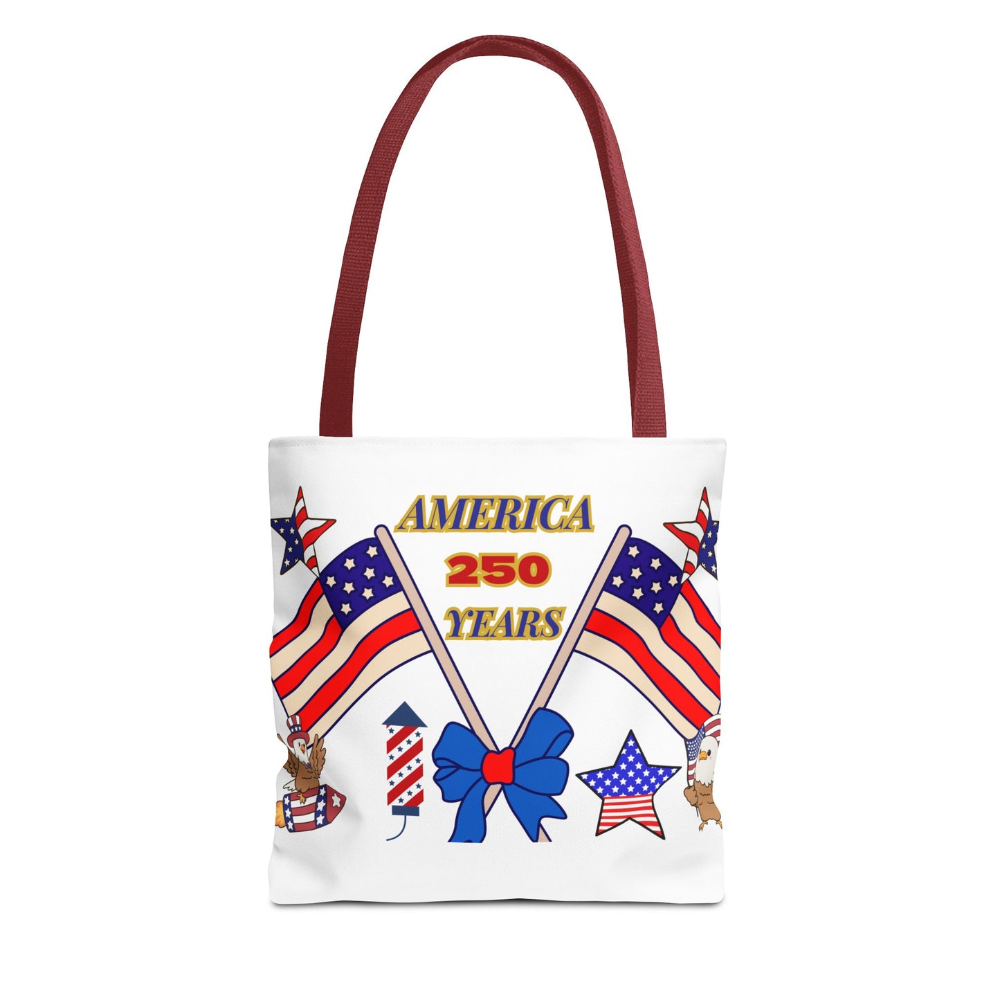 America 250 Years Flag Crossed Flags Patriotic Tote Bag | Independence Day
