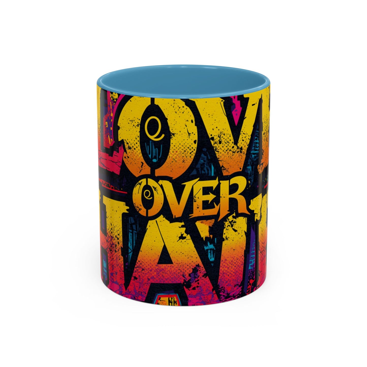 Love Over Hate Accent Coffee Mug — 11/15 oz Inspirational Ceramic Mug