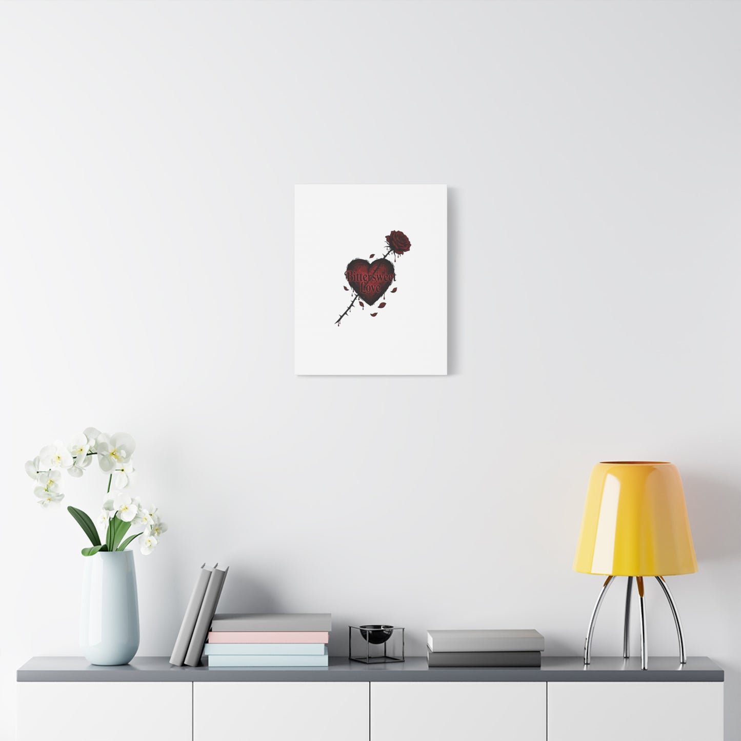 Bittersweet Love heart & thorn rose Canvas | Goth Valentine, Dark Romance Art Print