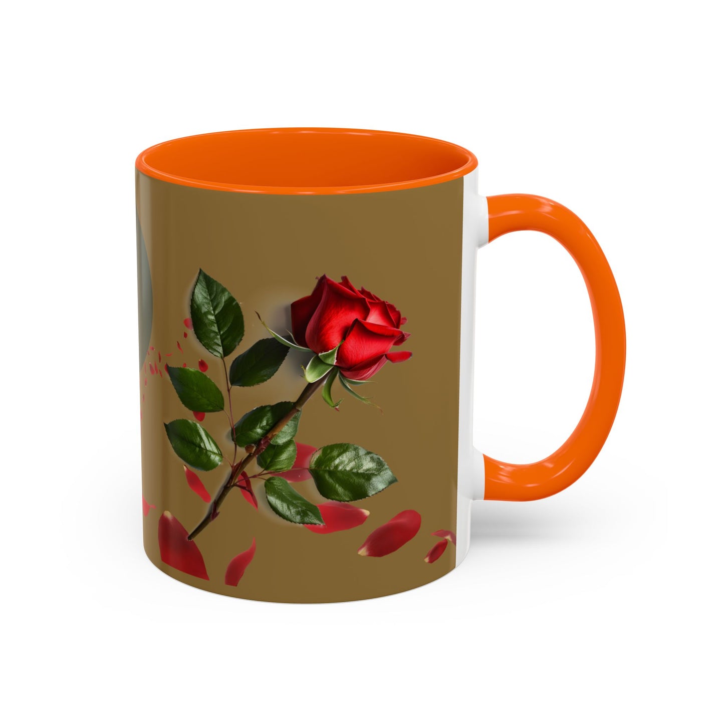 Red Rose Petals Coffee Mug  Accent Black Handle Interior,
