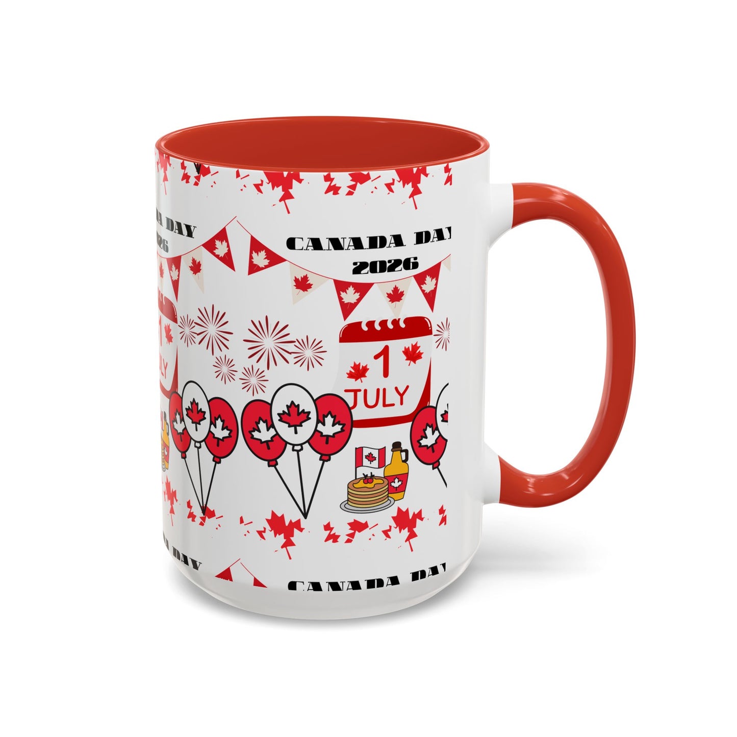 Canada Day Coffee Mug - 1 July 2026 Red Maple Balloon Accent Mug