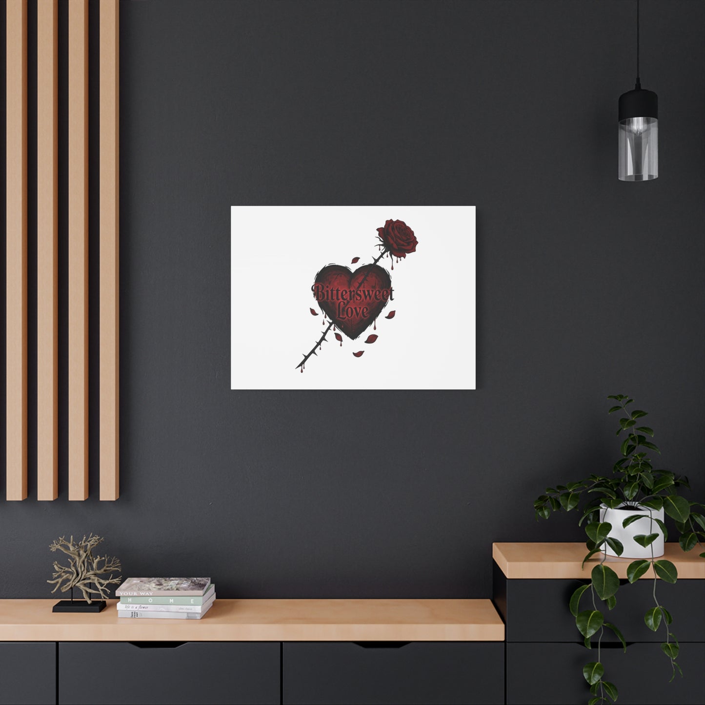 Bittersweet Love heart & thorn rose Canvas | Goth Valentine, Dark Romance Art Print