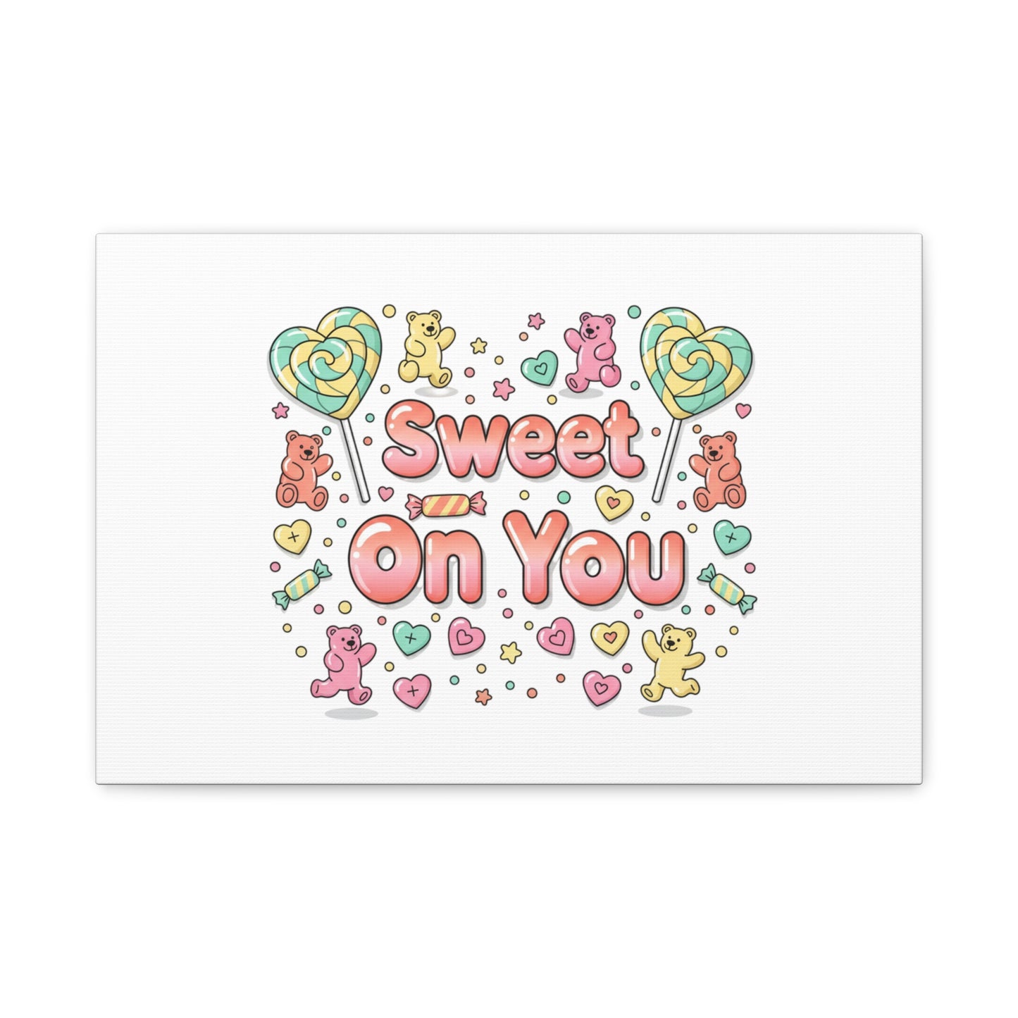Sweet On You Canvas | Valentine Candycore heart candy pattern, pastel snackcore art