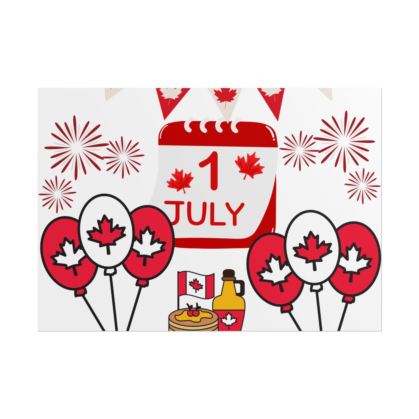 Canada Day 1 July Poster – Red Maple Leaf Celebration Print