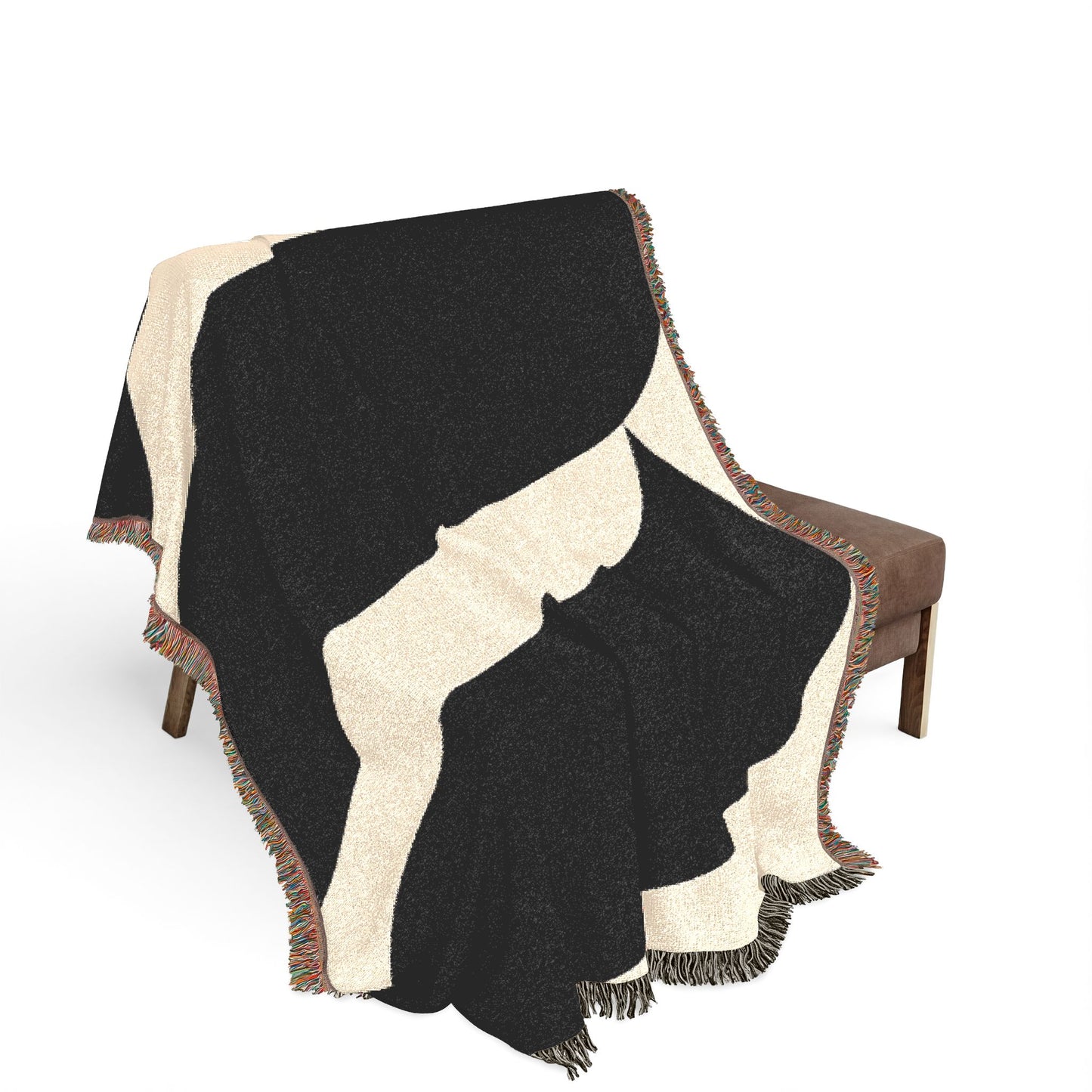 Abstract Curved Stripes Woven Blanket | Modern Geometric Throw