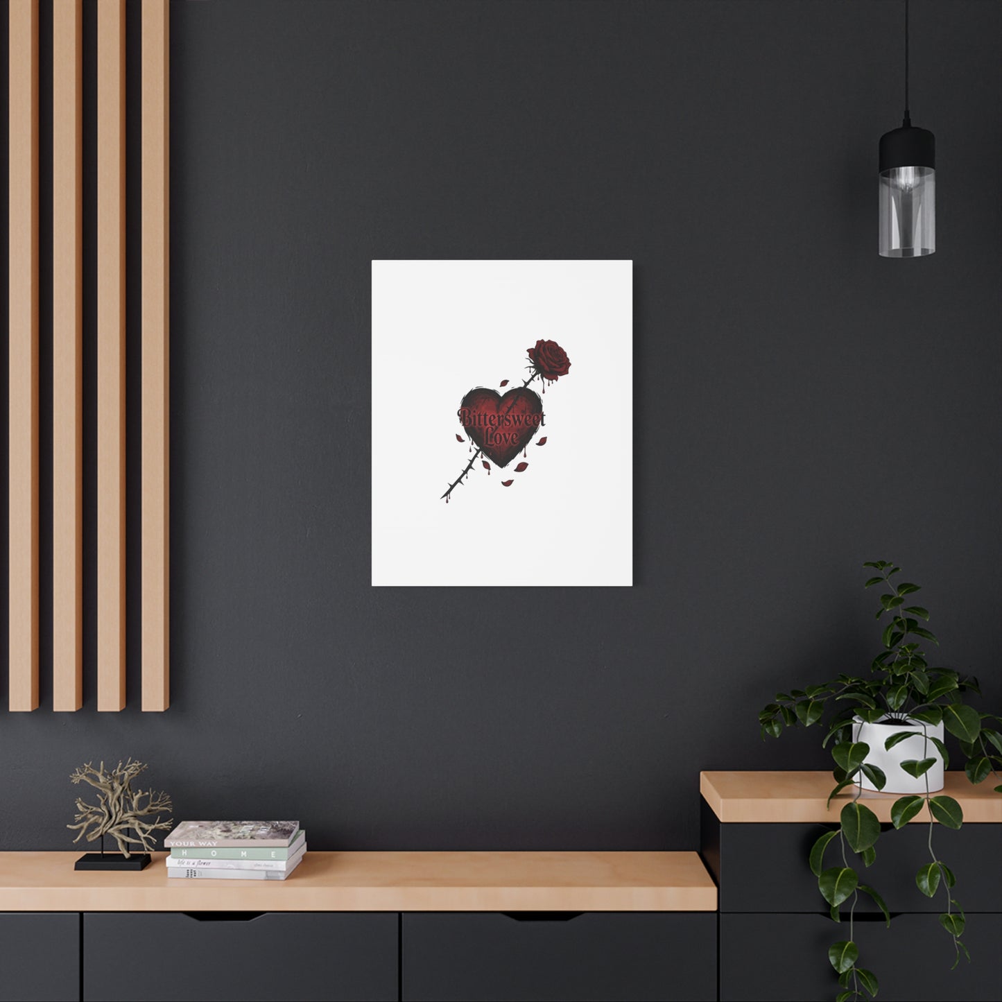 Bittersweet Love heart & thorn rose Canvas | Goth Valentine, Dark Romance Art Print
