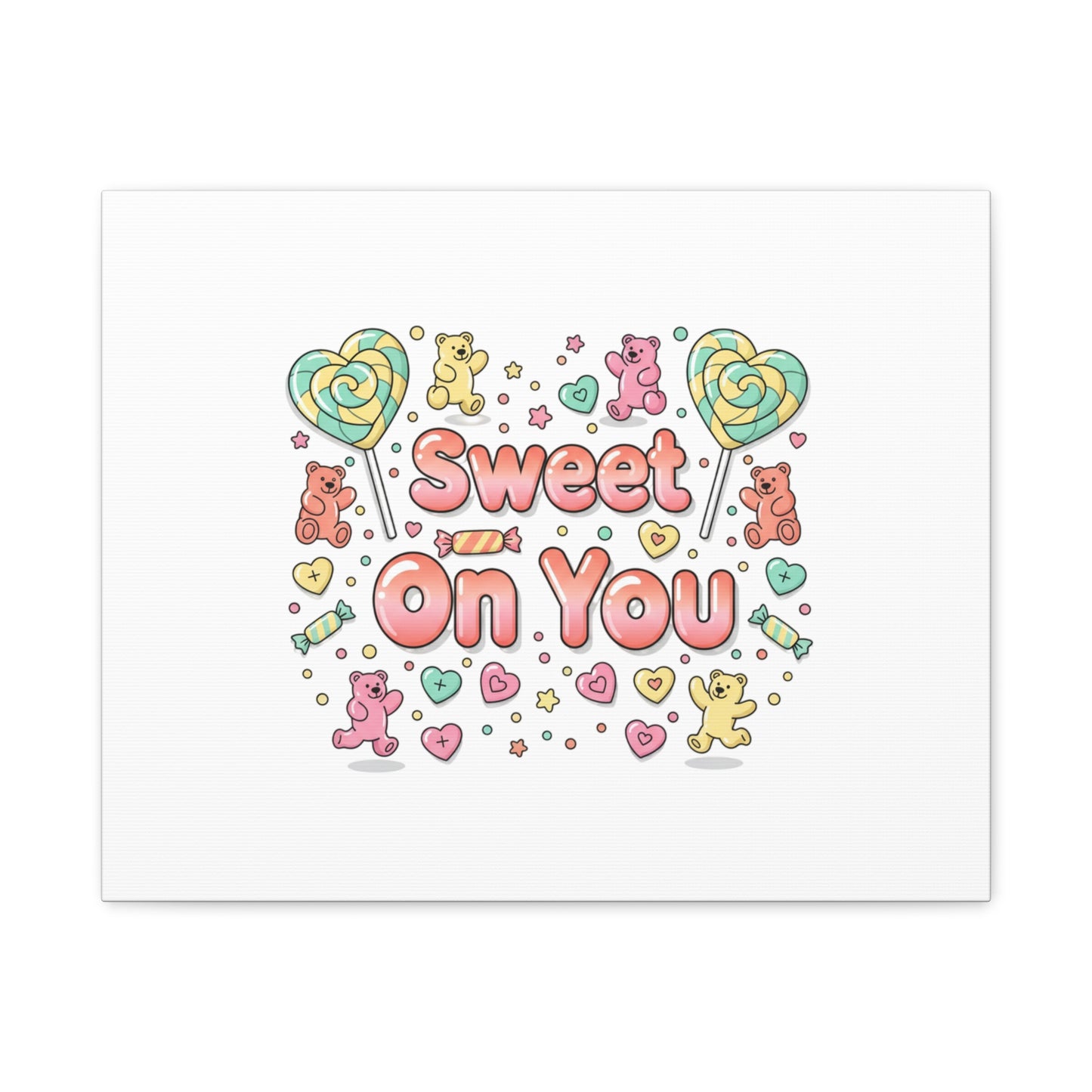 Sweet On You Canvas | Valentine Candycore heart candy pattern, pastel snackcore art