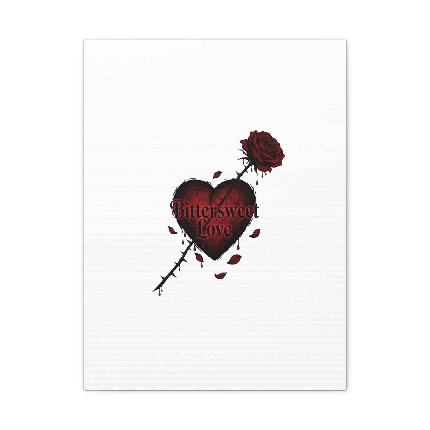Bittersweet Love heart & thorn rose Canvas | Goth Valentine, Dark Romance Art Print