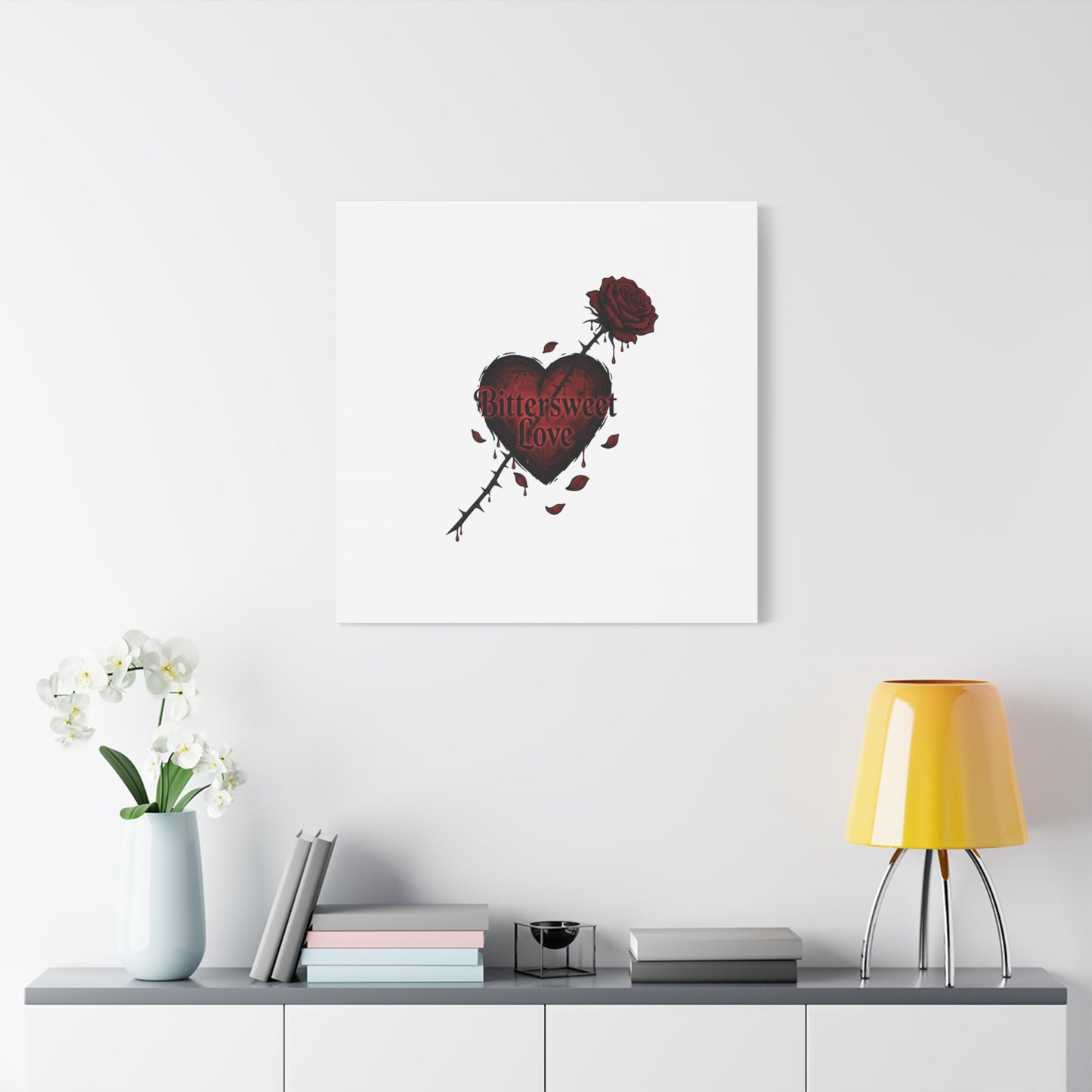 Bittersweet Love heart & thorn rose Canvas | Goth Valentine, Dark Romance Art Print