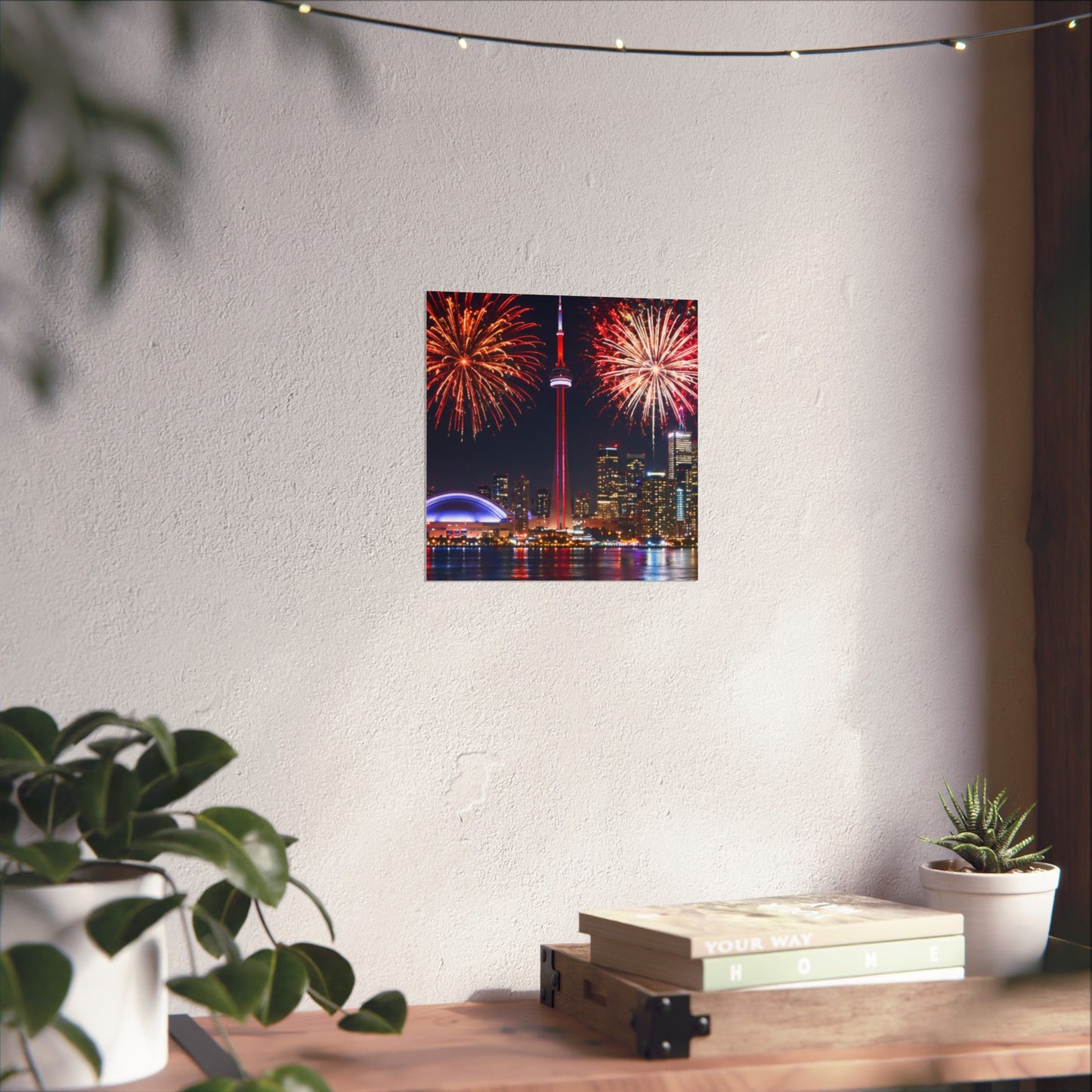 CN Tower Fireworks Matte Vertical Poster — Toronto Skyline Night Celebration Wall Art
