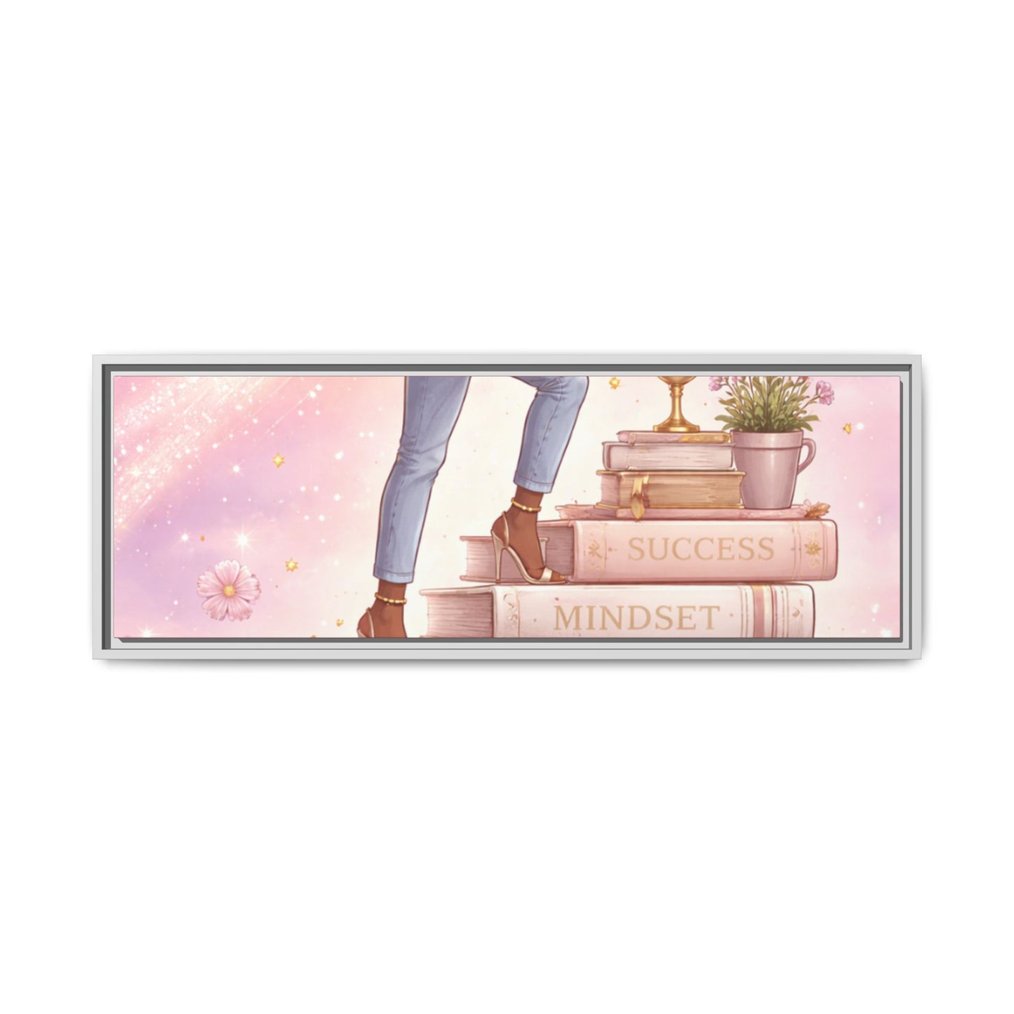Dream Big Wall Art — Motivational Stacked Books Framed Canvas