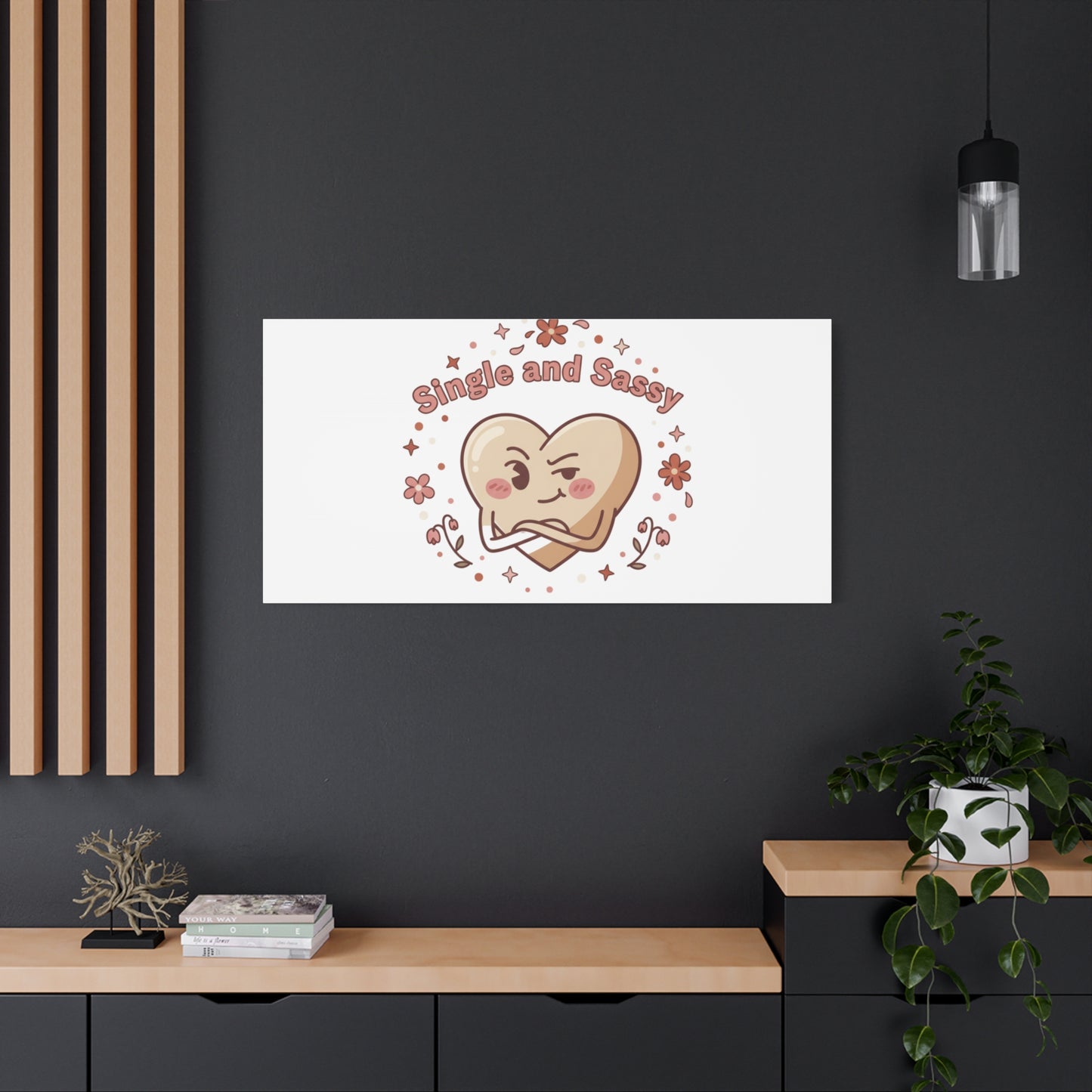 Single and Sassy Heart Canvas | Anti‑Valentine, Pastel Cynic Wall Art