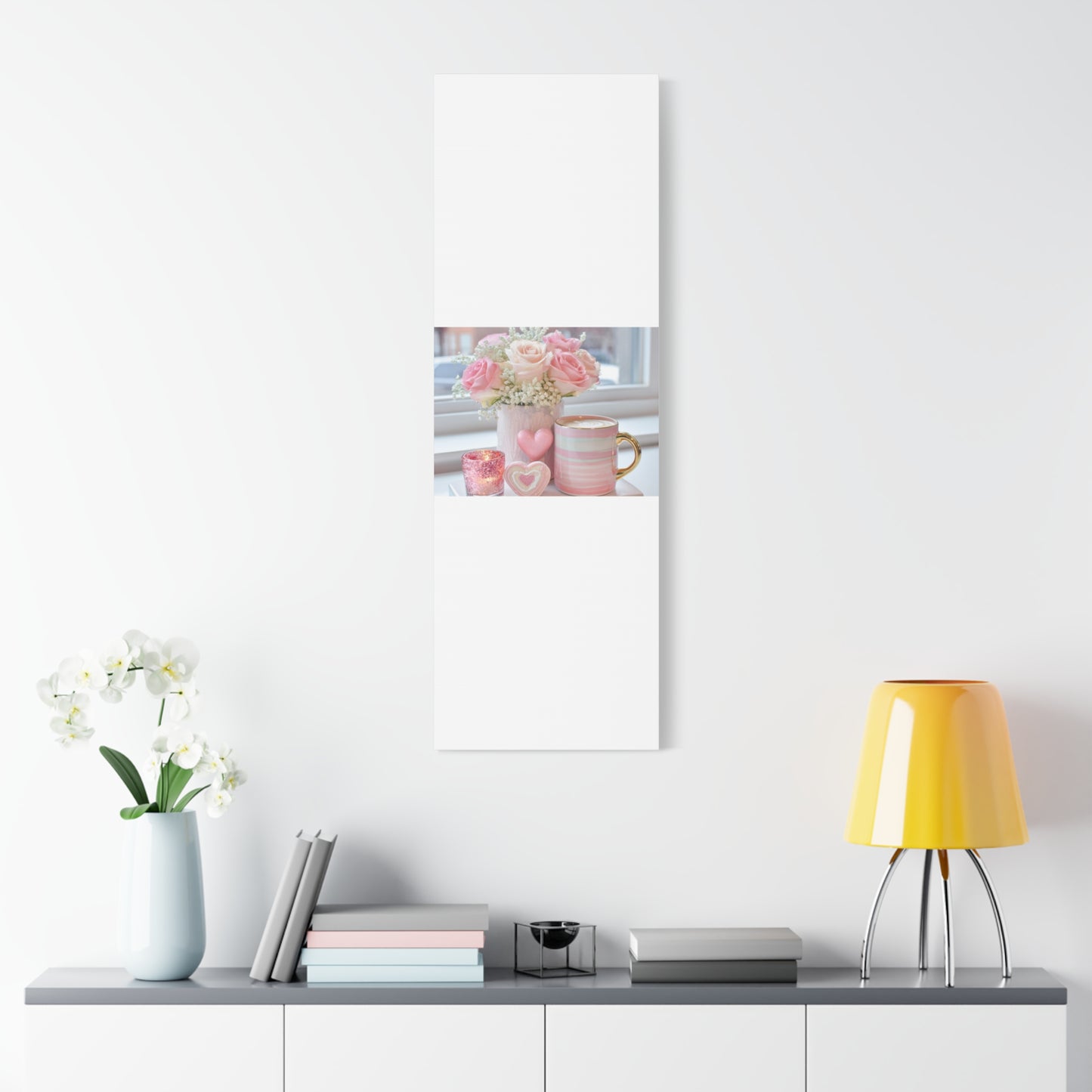 Pink Rose Bouquet with Mug Canvas