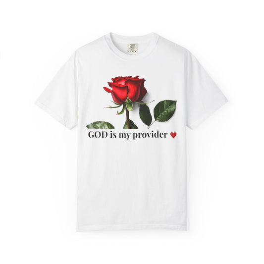Red Rose "GOD is my provider" T-Shirt | Faith Floral Tee