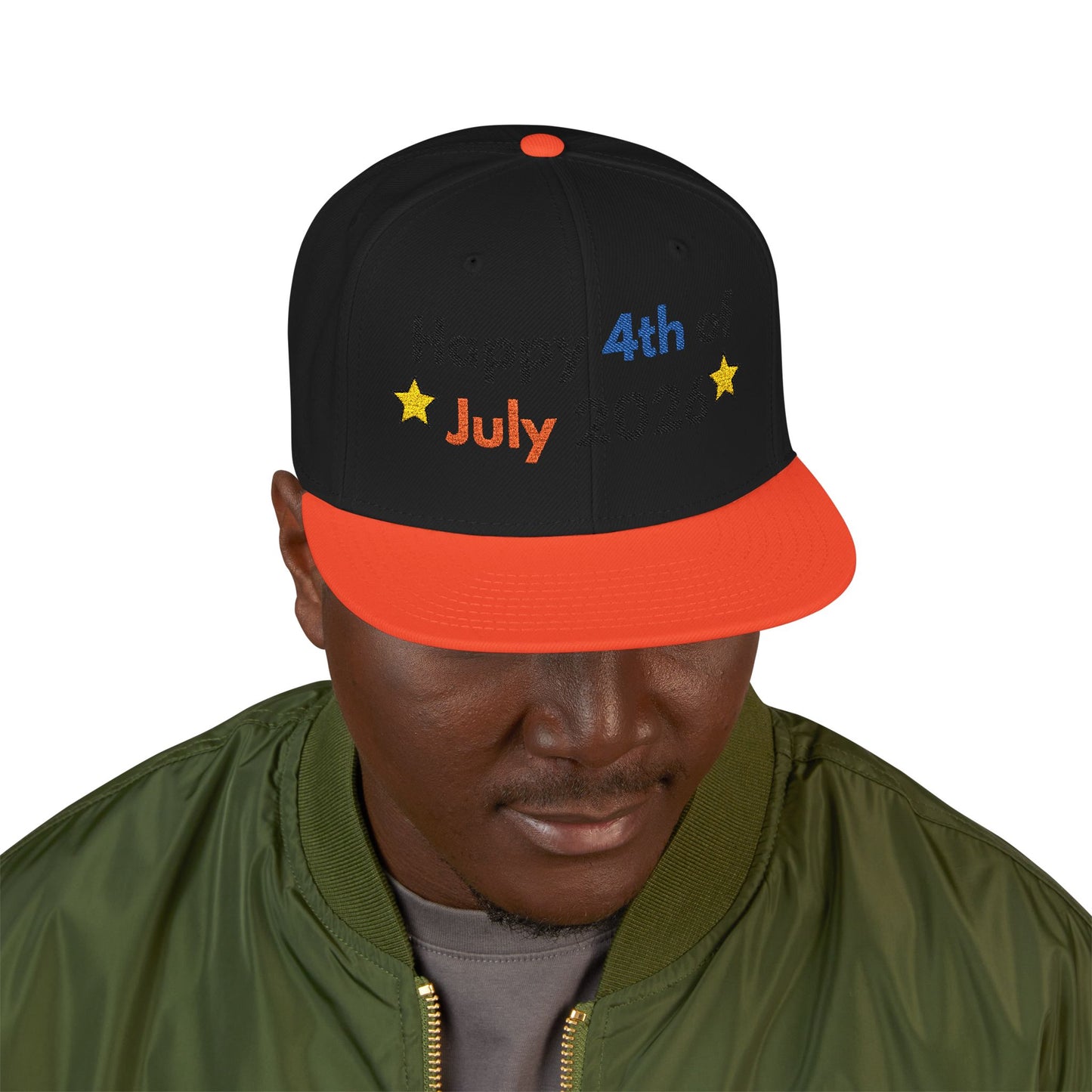 Happy 4th of July 2026 Embroidered Snapback Hat