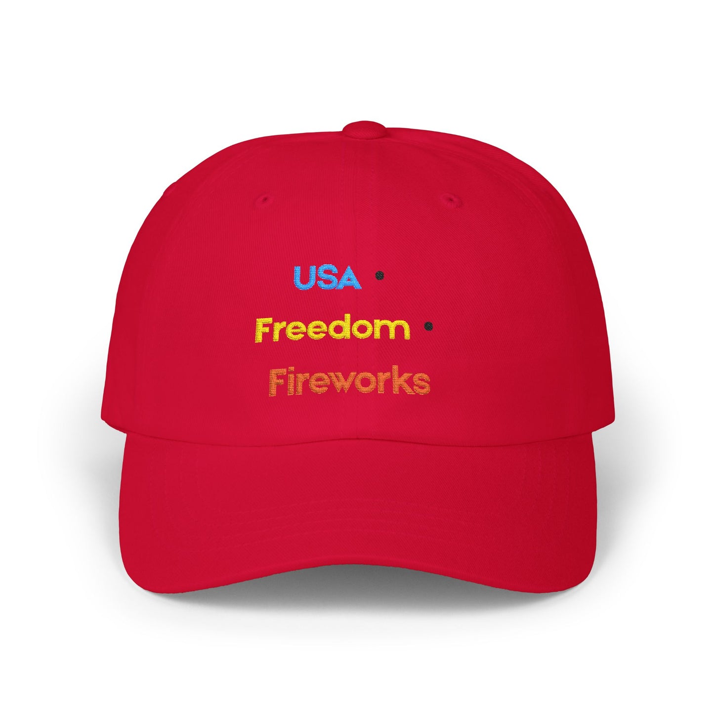 USA Freedom Fireworks Classic Dad Cap | Patriotic Embroidered Hat