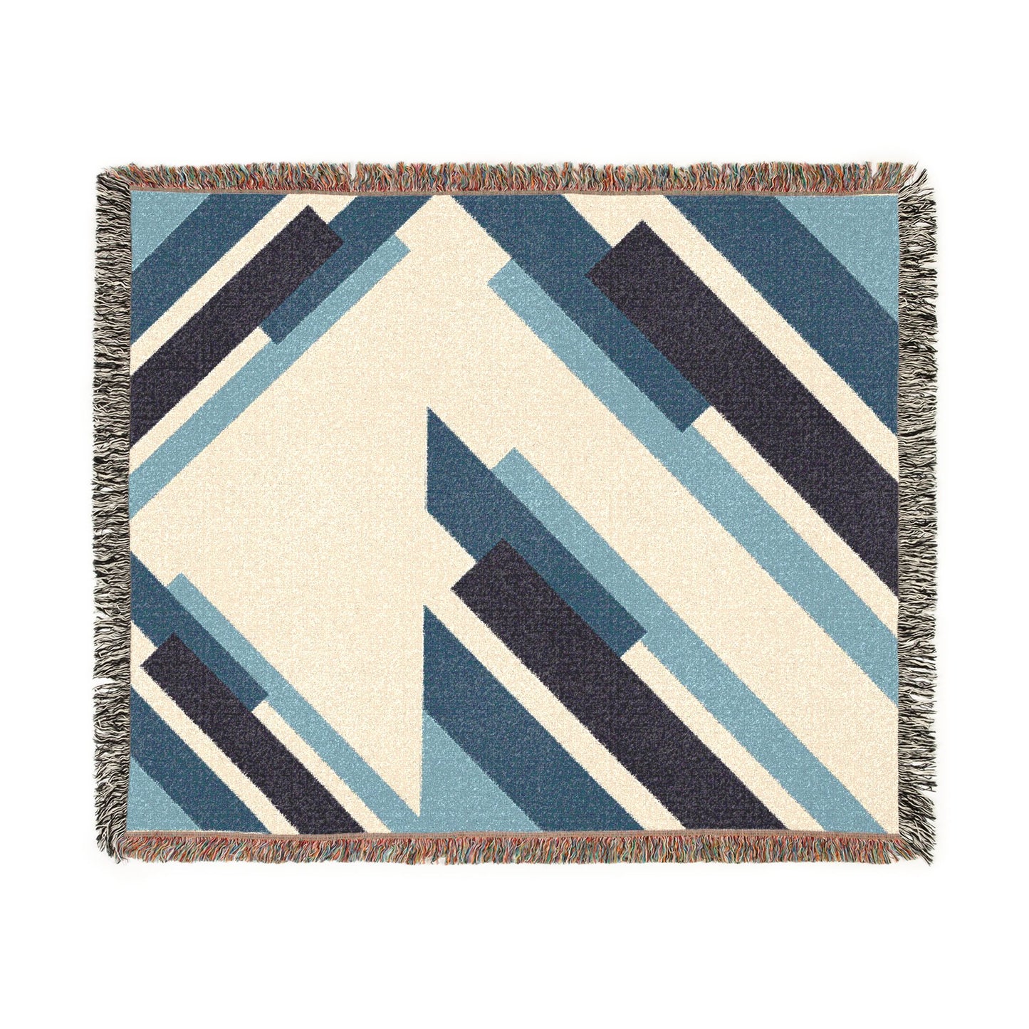 Geometric Diagonal Stripes Woven Blanket | Modern Abstract Throw