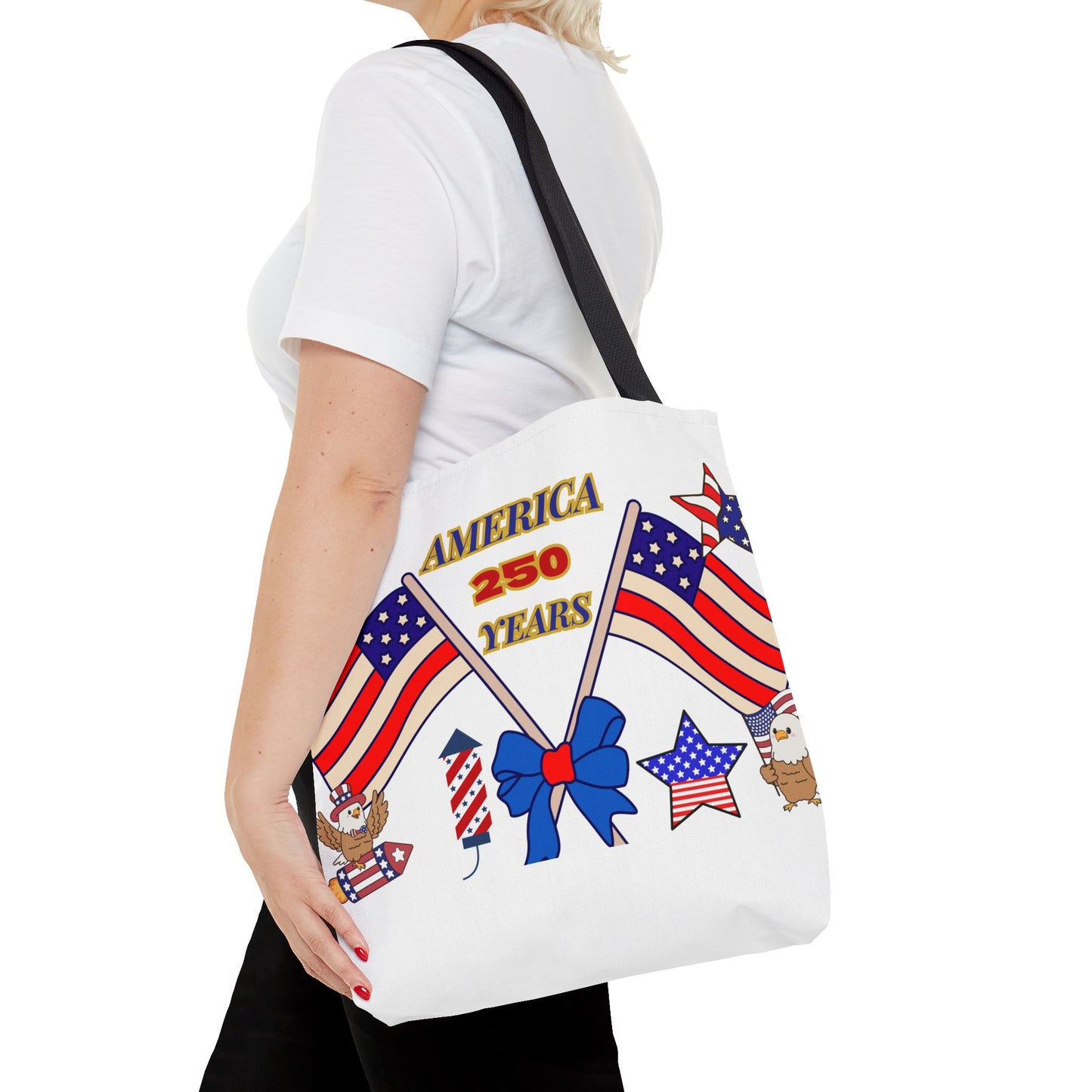 America 250 Years Flag Crossed Flags Patriotic Tote Bag | Independence Day