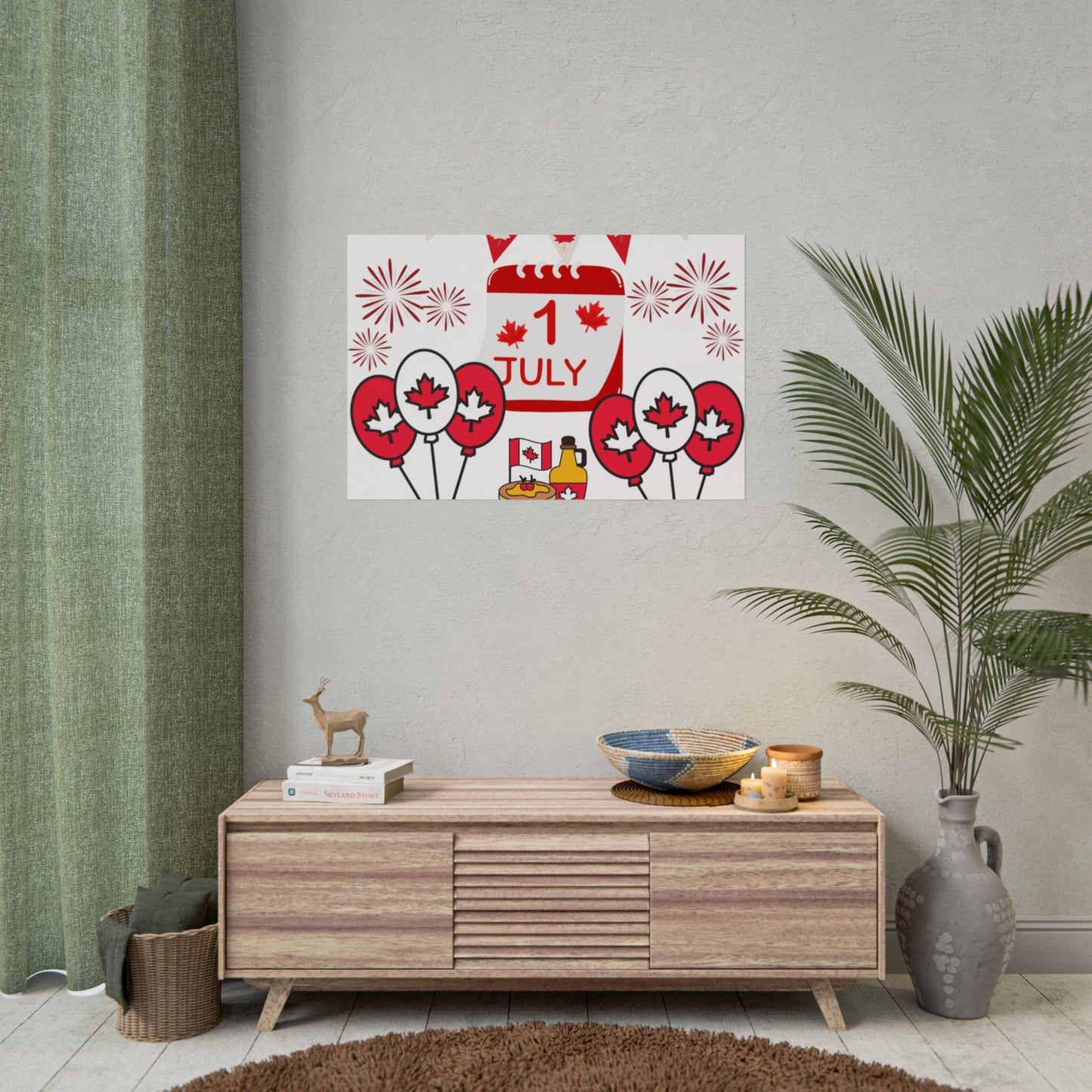 Canada Day 1 July Poster – Red Maple Leaf Celebration Print