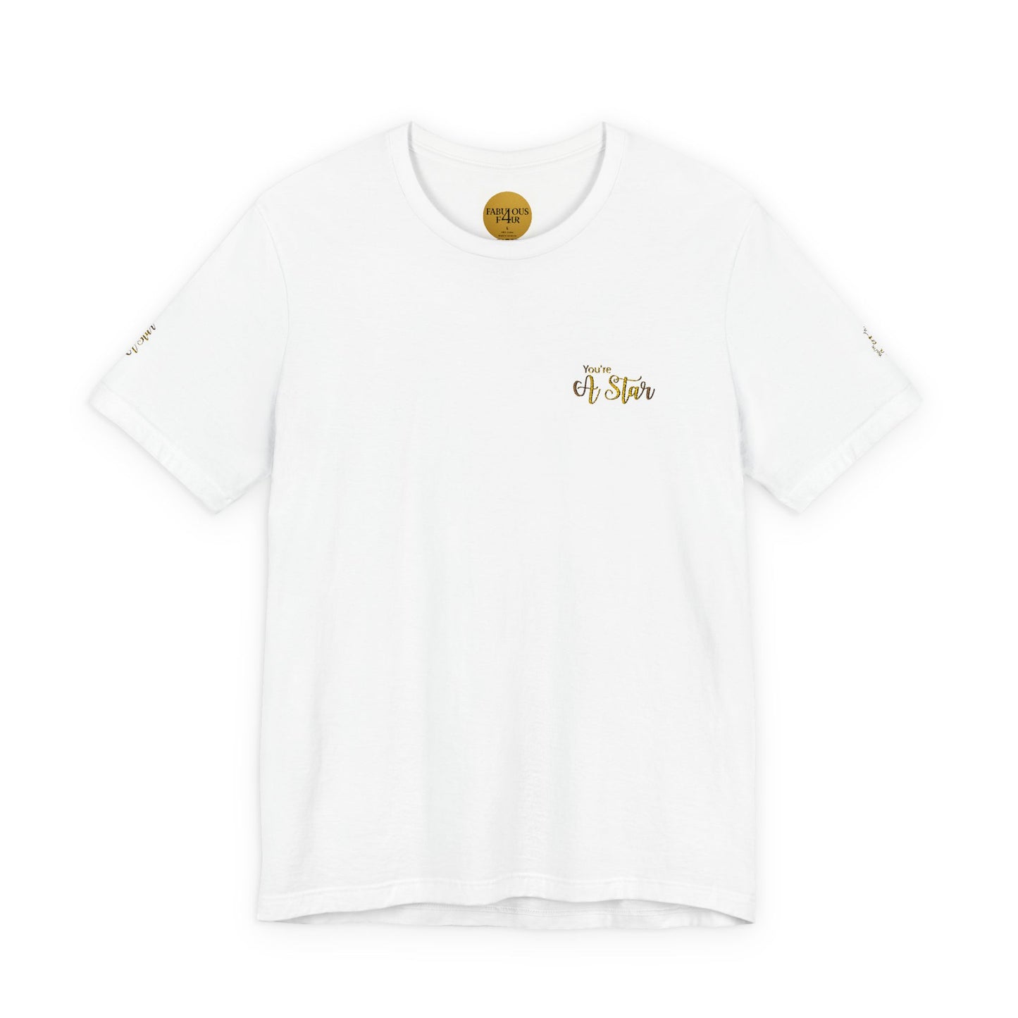 White Bee Graphic Tee — Small Chest & Sleeve Floral Bee Design