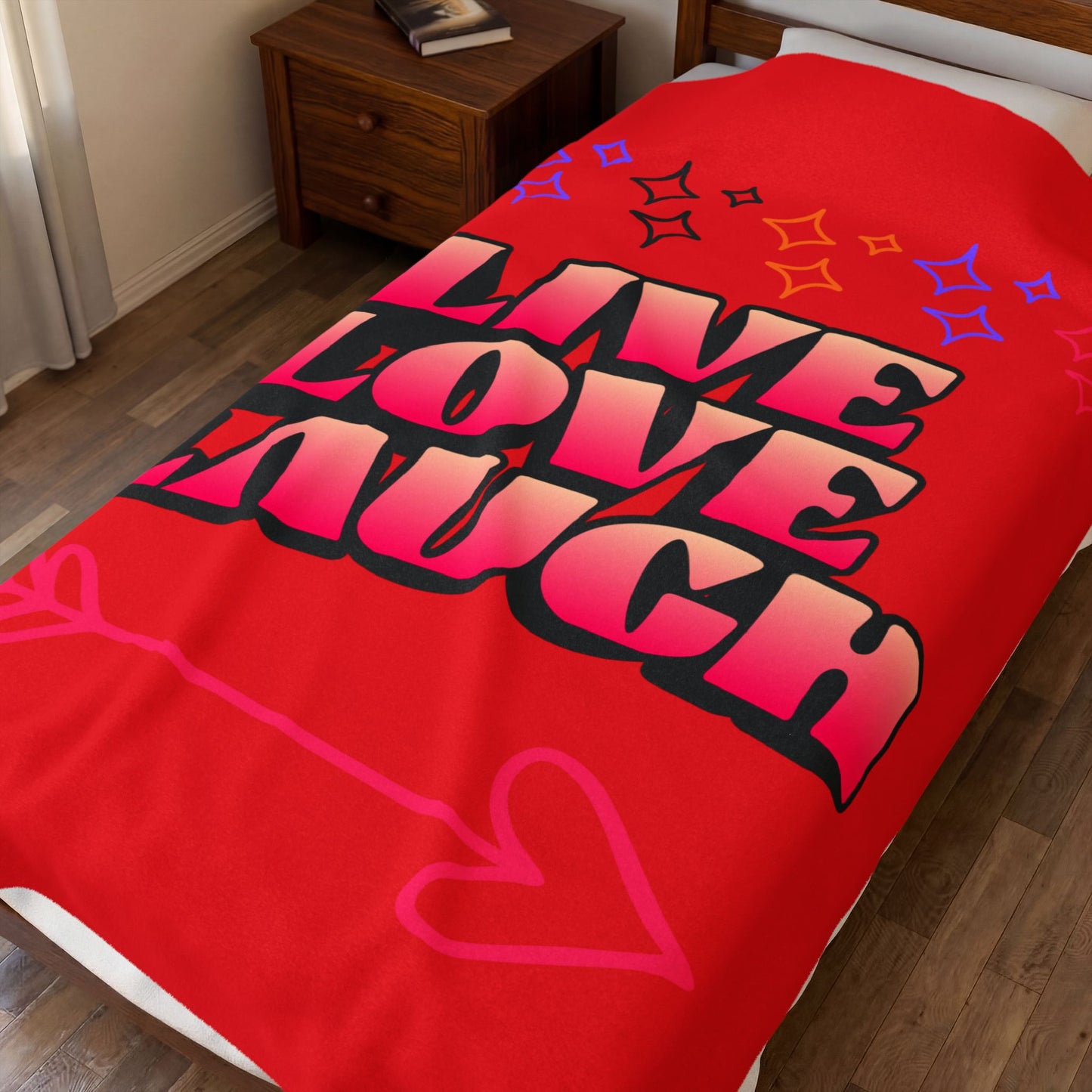 Live Love Laugh Velveteen Plush Blanket — Cozy Red Inspirational Throw for Home & Gifts