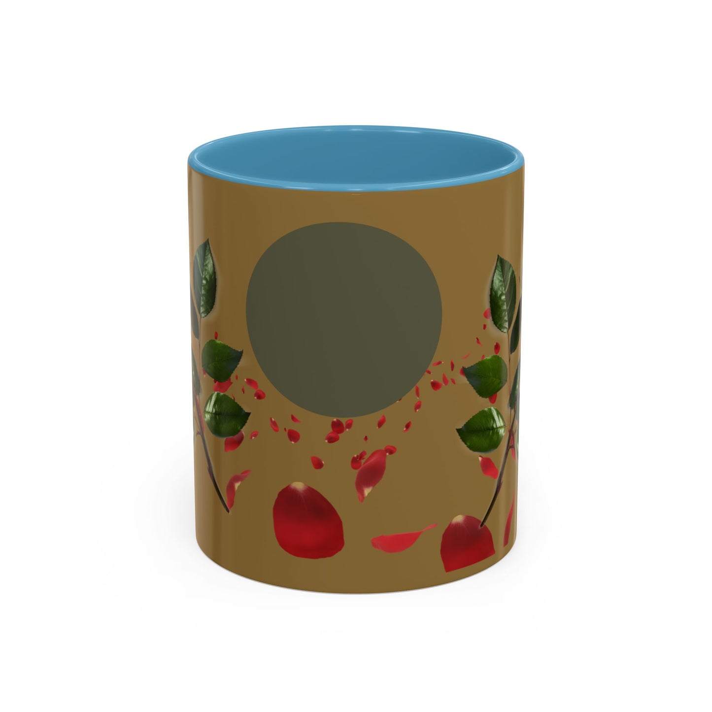 Red Rose Petals Coffee Mug  Accent Black Handle Interior,