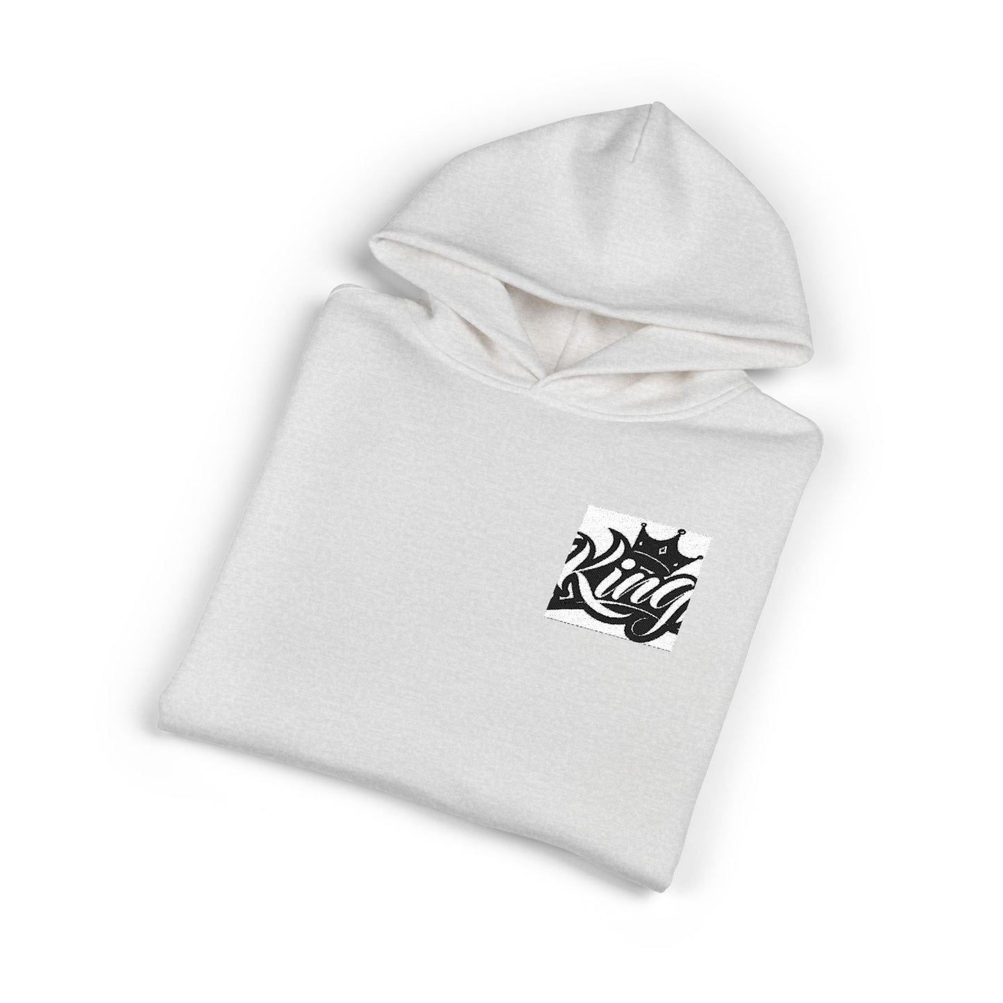 Relaxed Hoodie — Minimal Black Crown Chest Logo Hooded Sweatshirt