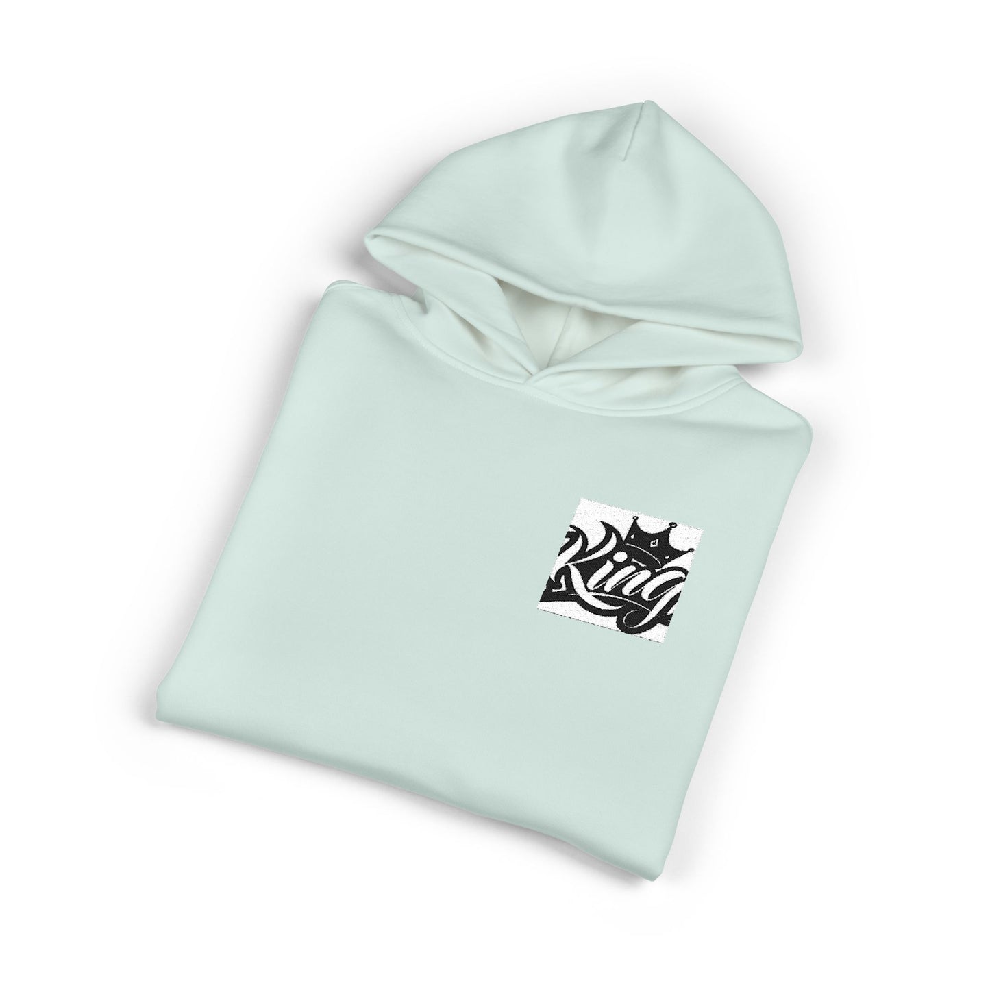 Relaxed Hoodie — Minimal Black Crown Chest Logo Hooded Sweatshirt