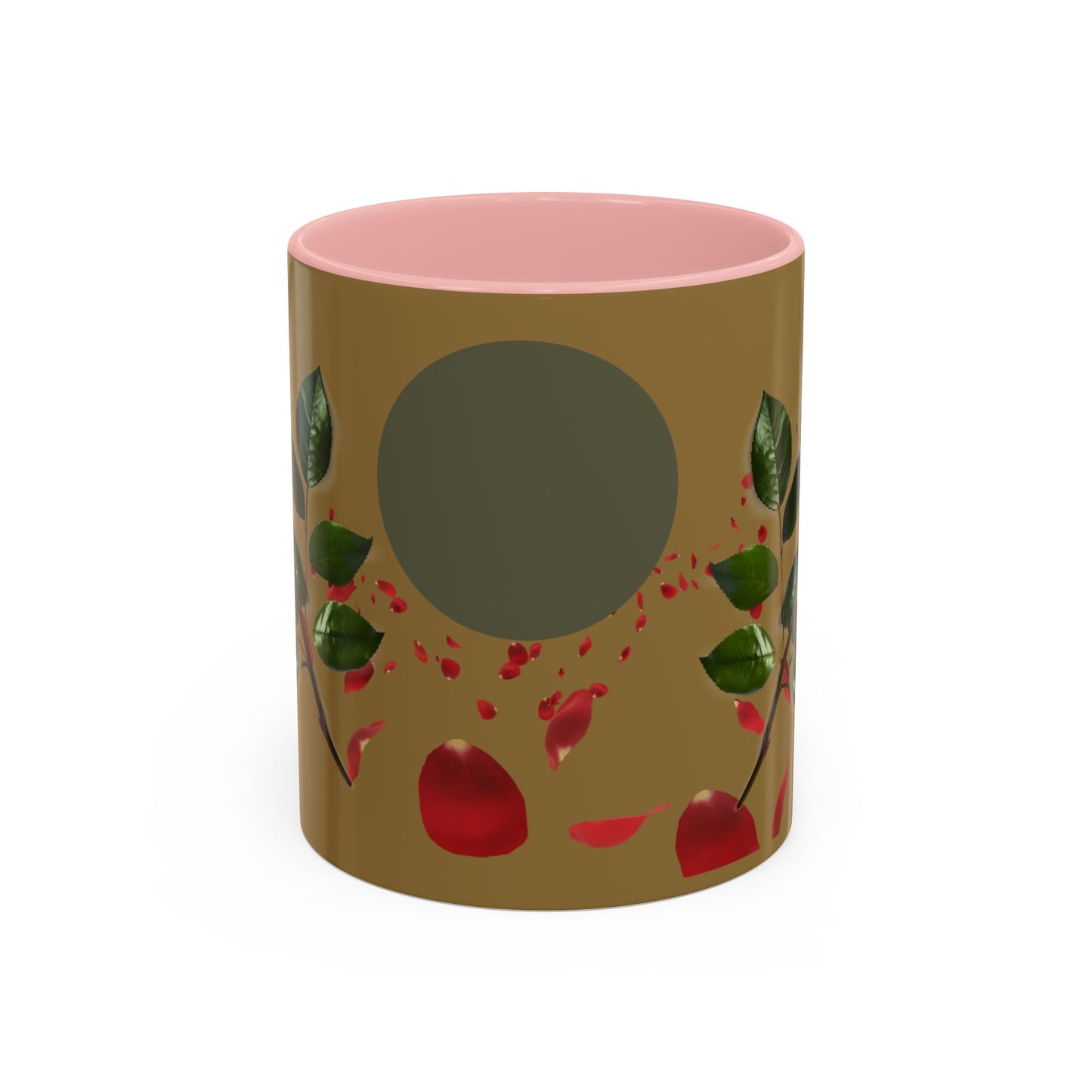 Red Rose Petals Coffee Mug  Accent Black Handle Interior,