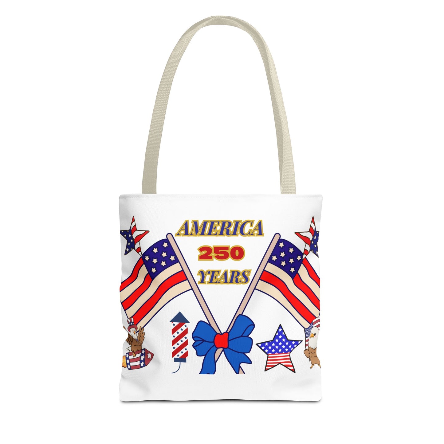 America 250 Years Flag Crossed Flags Patriotic Tote Bag | Independence Day
