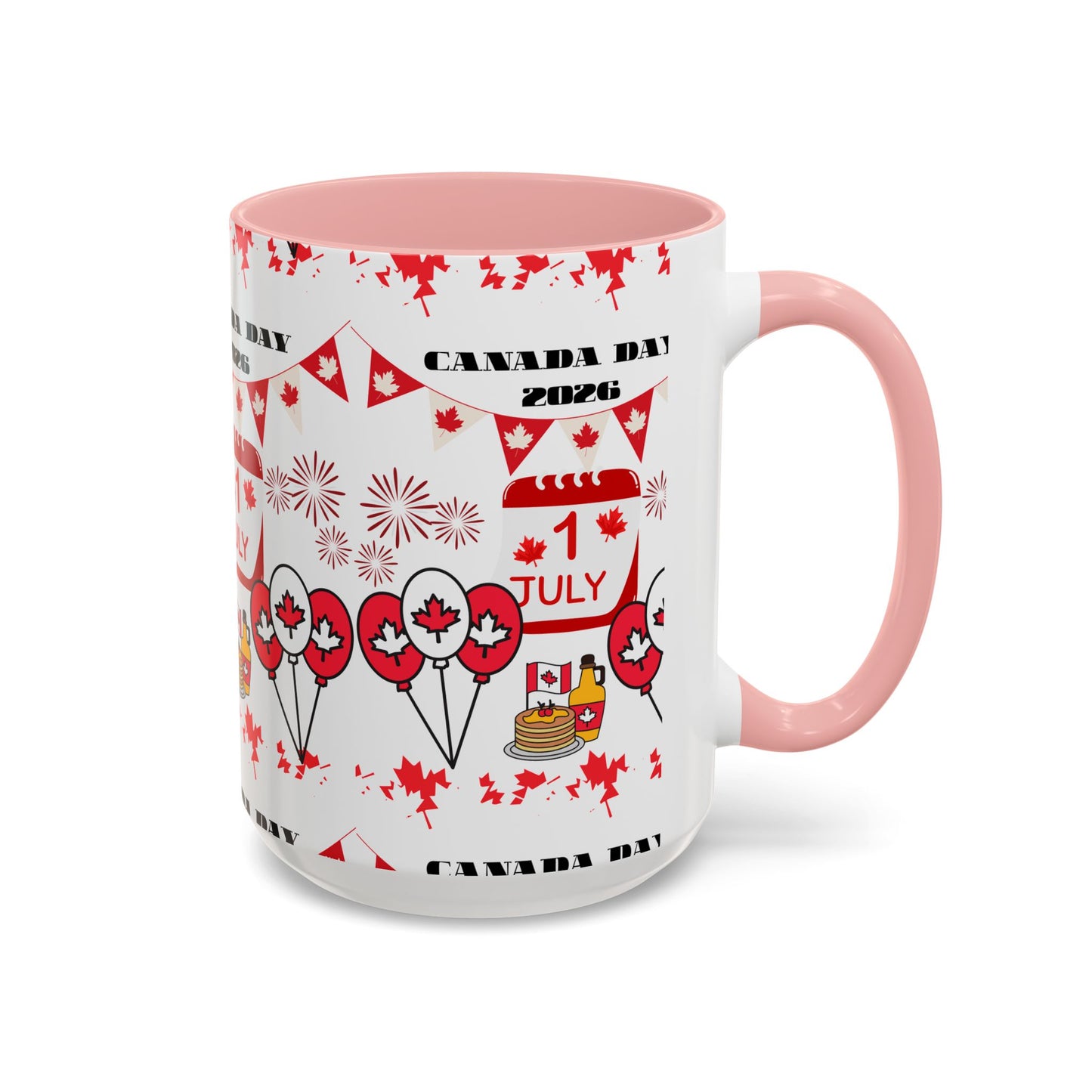 Canada Day Coffee Mug - 1 July 2026 Red Maple Balloon Accent Mug