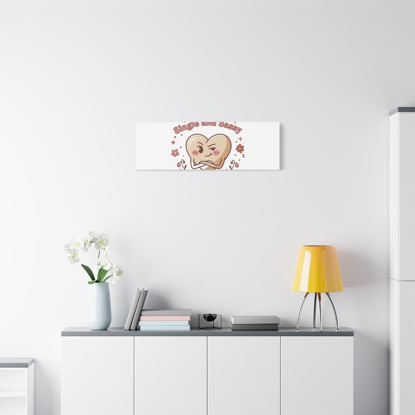 Single and Sassy Heart Canvas | Anti‑Valentine, Pastel Cynic Wall Art