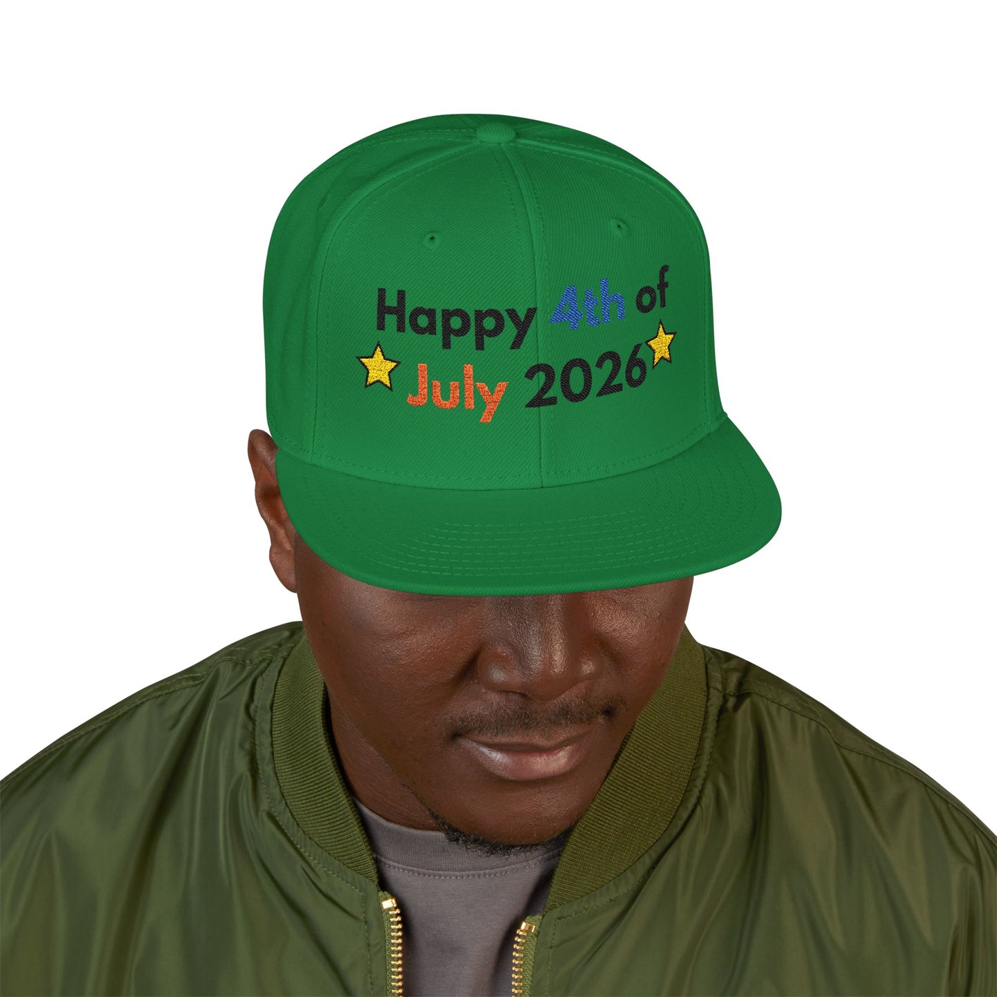 Happy 4th of July 2026 Embroidered Snapback Hat
