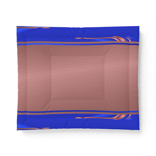 Golden Ribbon Cotton Comforter – Modern Minimalist Bedspread with Blue & Red Accents