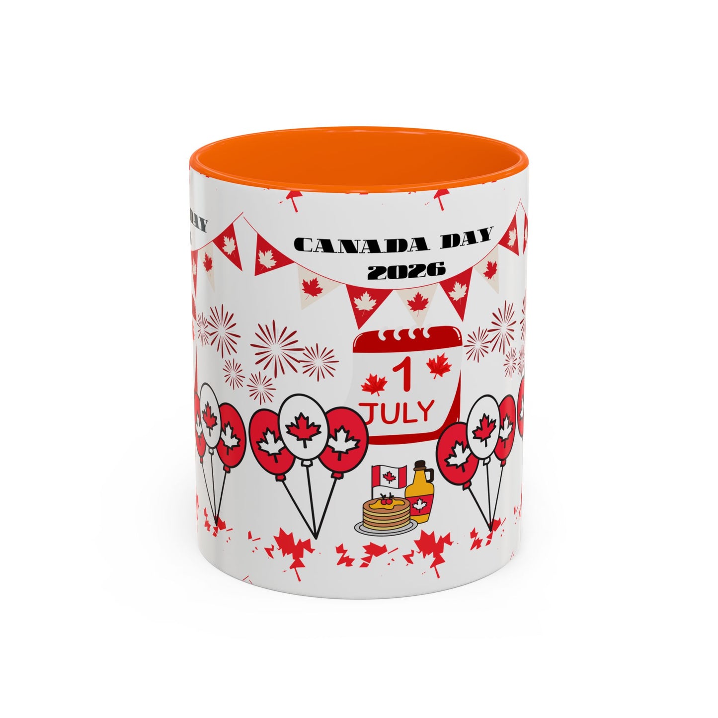 Canada Day Coffee Mug - 1 July 2026 Red Maple Balloon Accent Mug