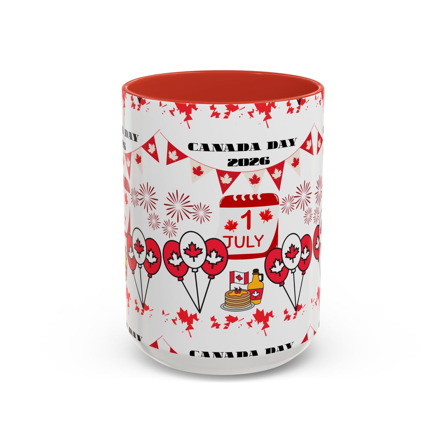 Canada Day Coffee Mug - 1 July 2026 Red Maple Balloon Accent Mug