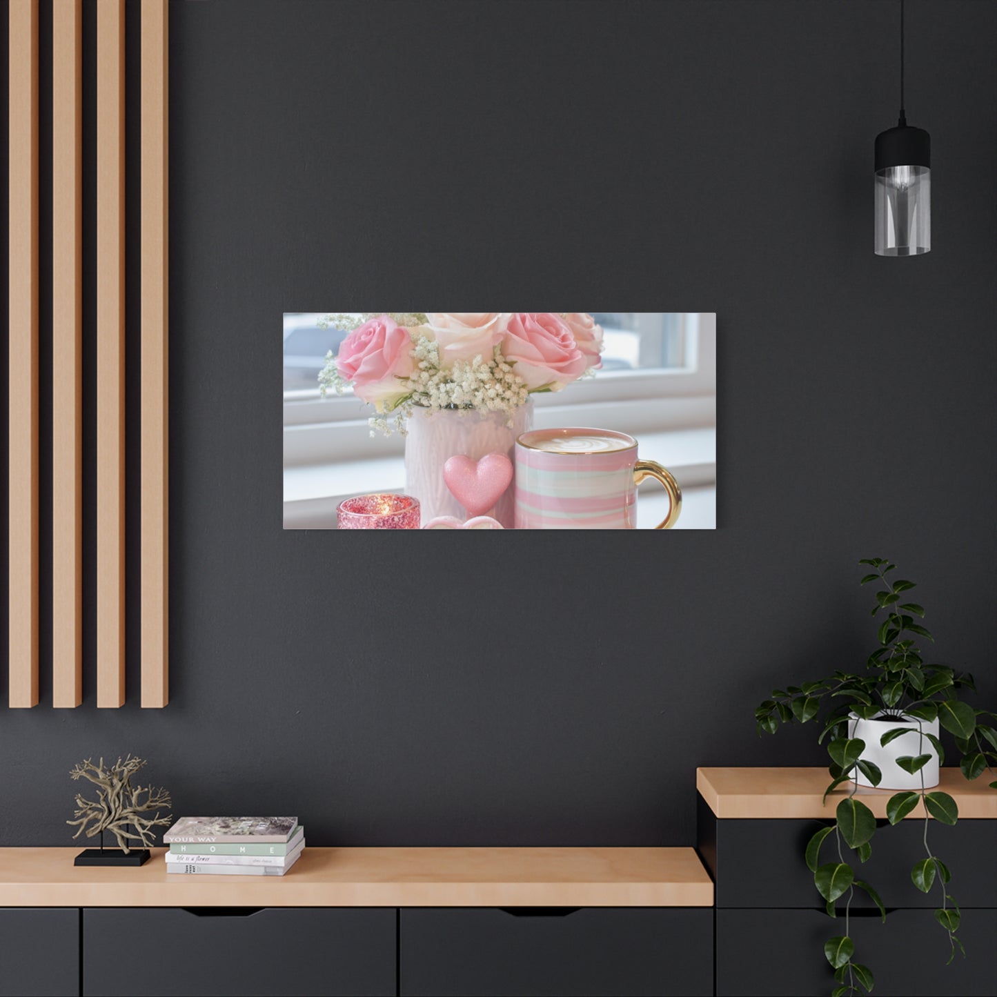 Pink Rose Bouquet with Mug Canvas