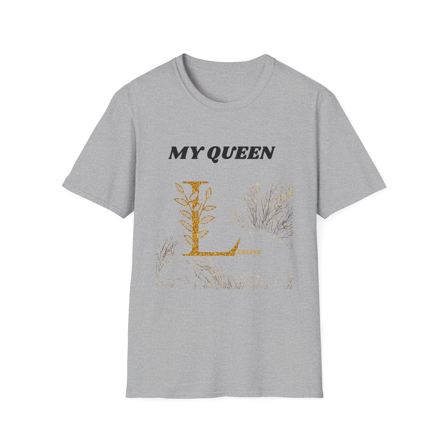 GOLD FLORAL Initial "My Queen" T-Shirt — Custom Large First Initial & Name