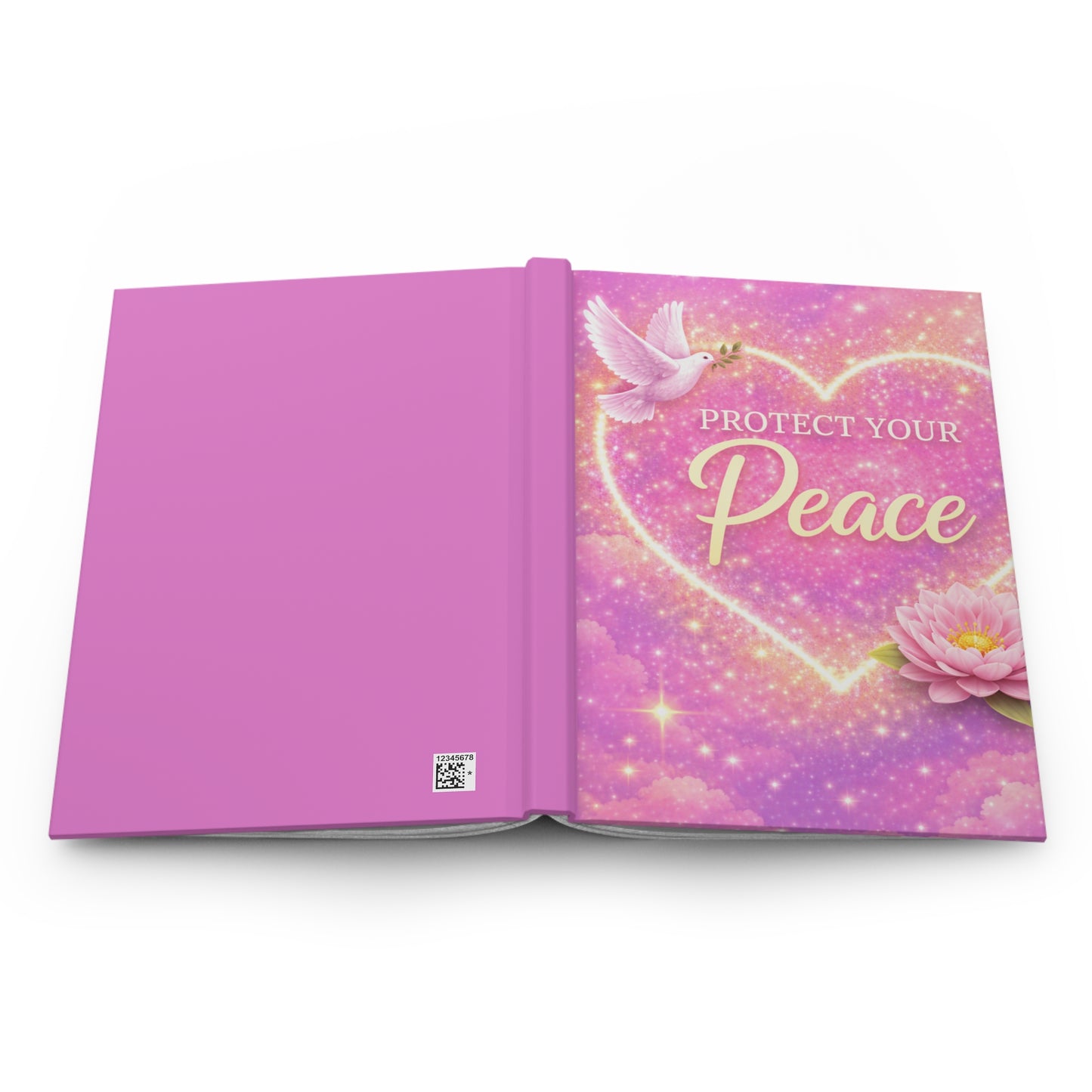 Protect Your Peace Hardcover Journal — Pink Dove & Lotus Gratitude Diary