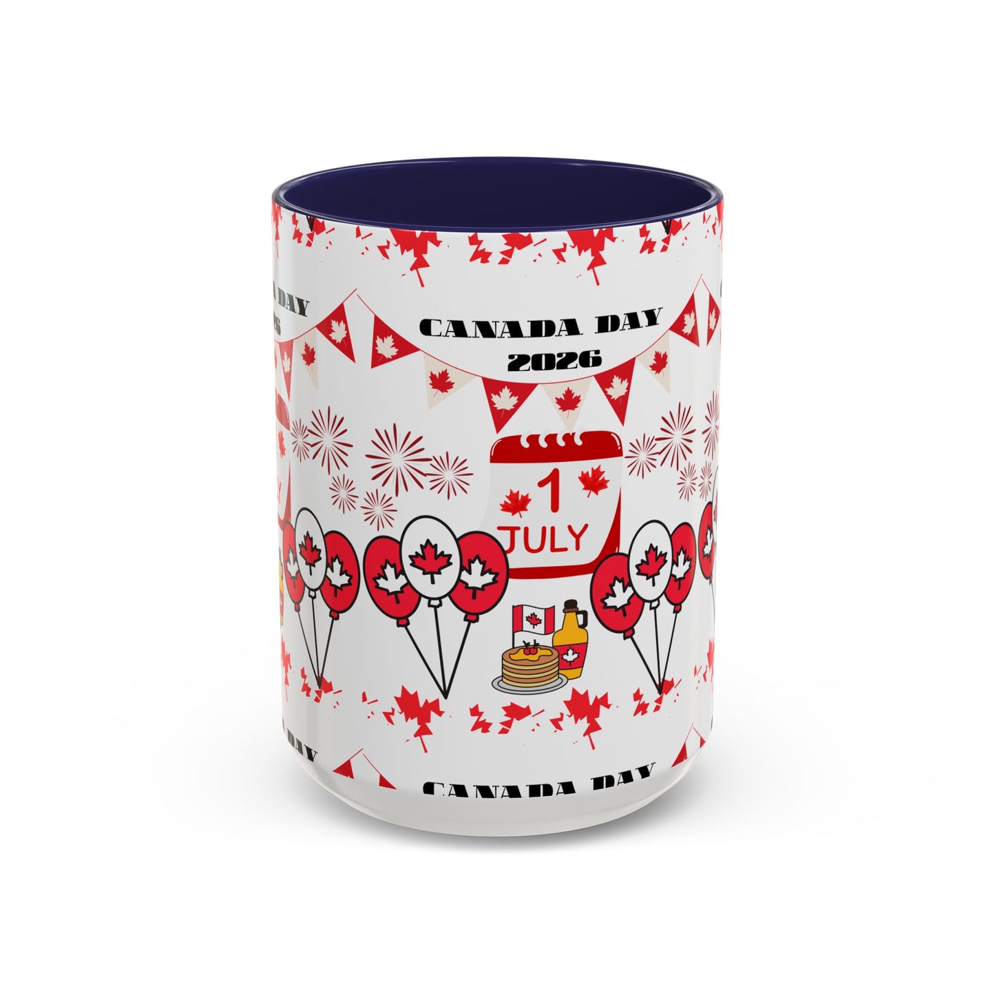 Canada Day Coffee Mug - 1 July 2026 Red Maple Balloon Accent Mug