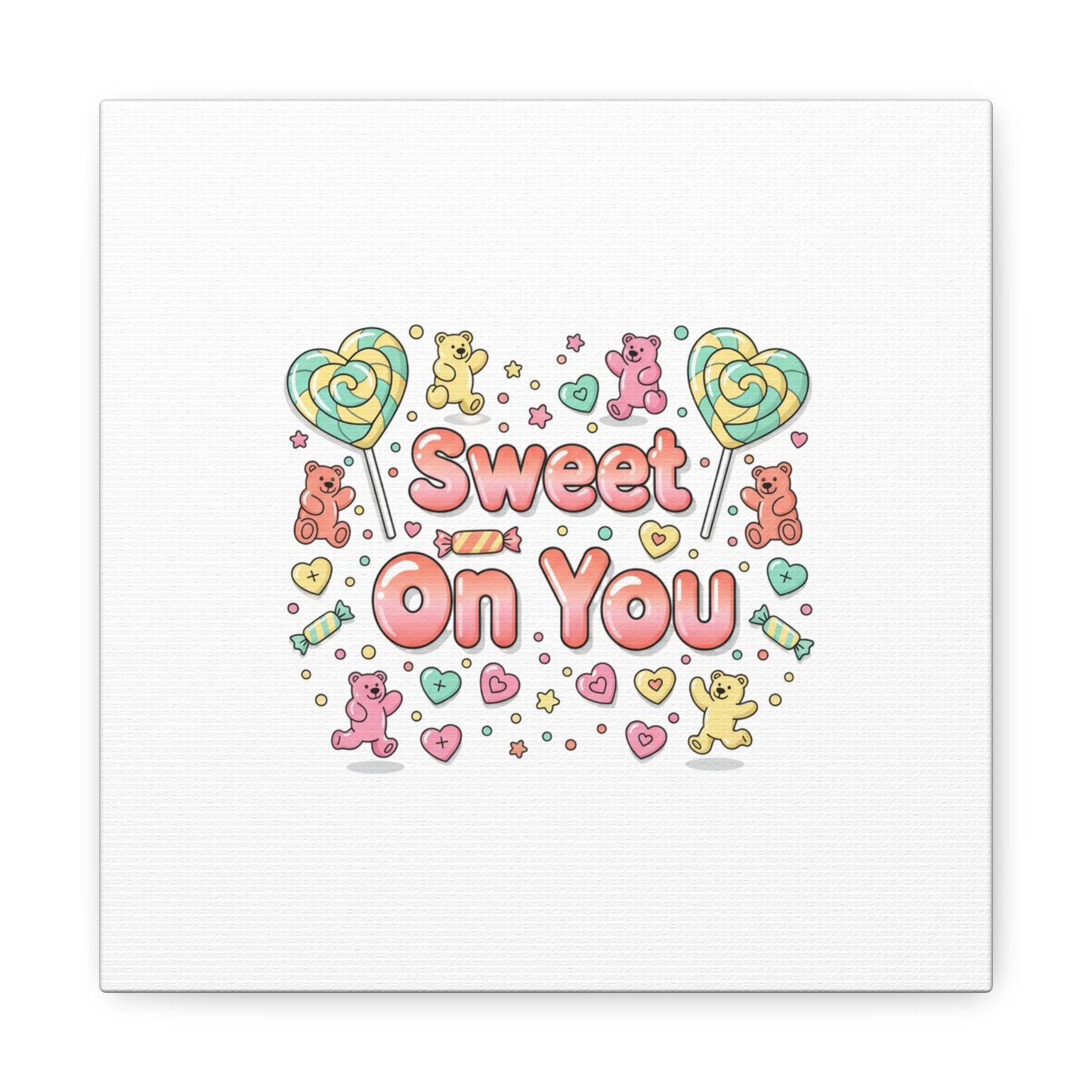 Sweet On You Canvas | Valentine Candycore heart candy pattern, pastel snackcore art